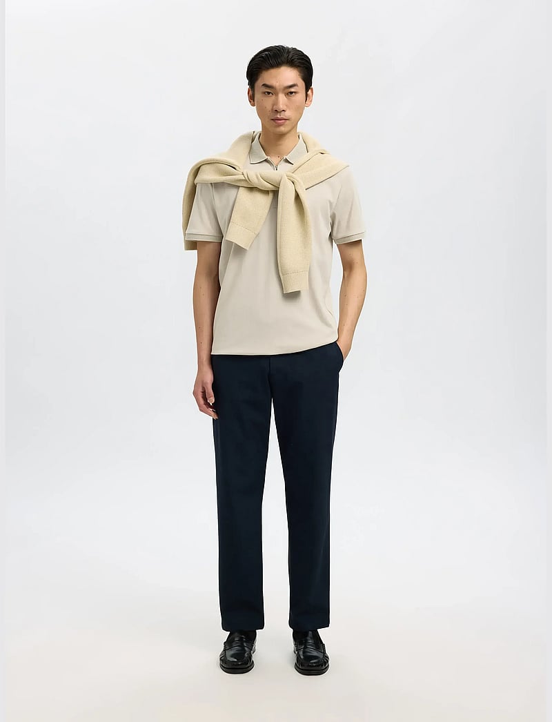 Selected - SLHFAVE ZIP SS POLO - kortärmade pikéer - oatmeal - 5