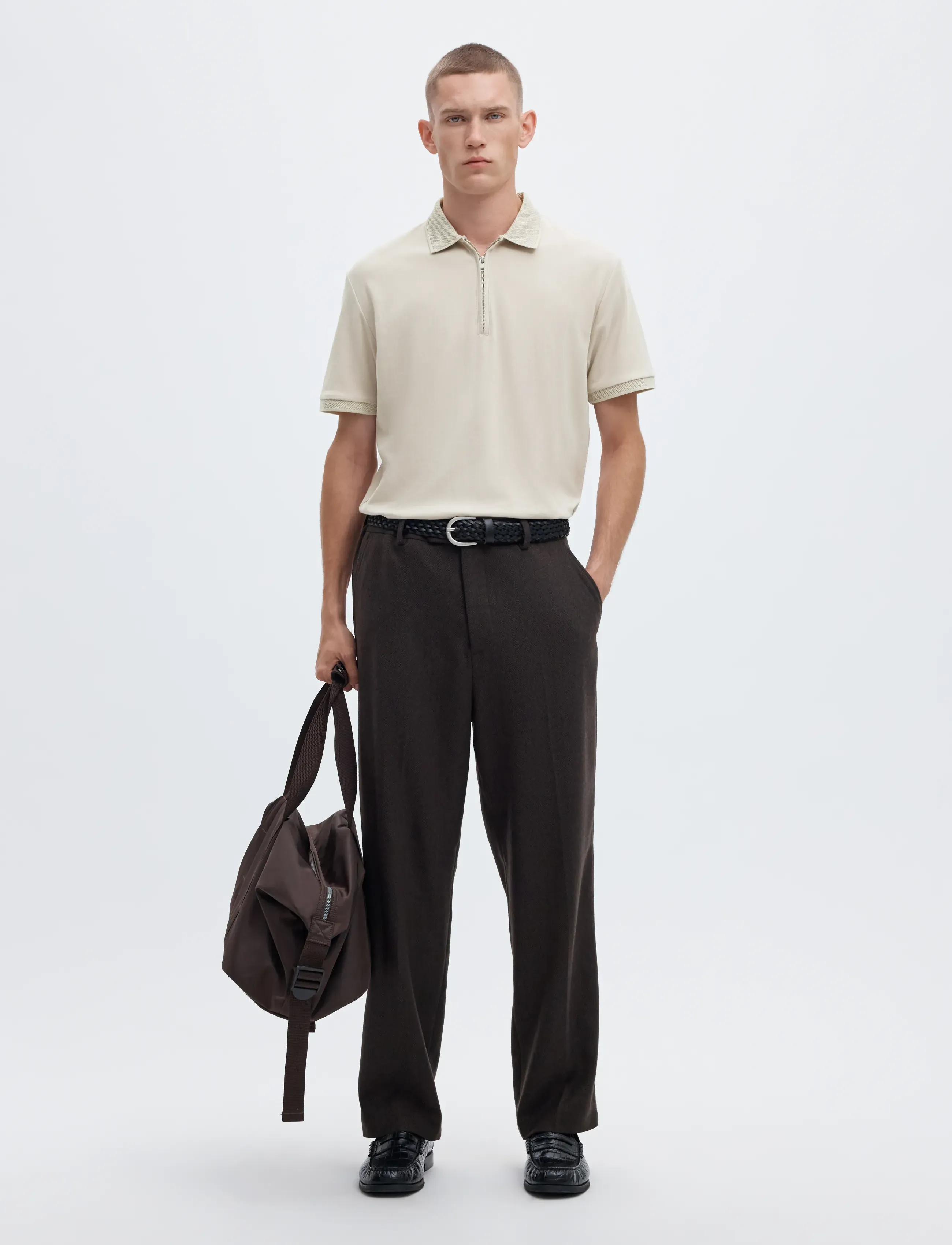 Selected - SLMFAVE ZIP SS POLO NOOS - kortærmede poloer - oatmeal - 5