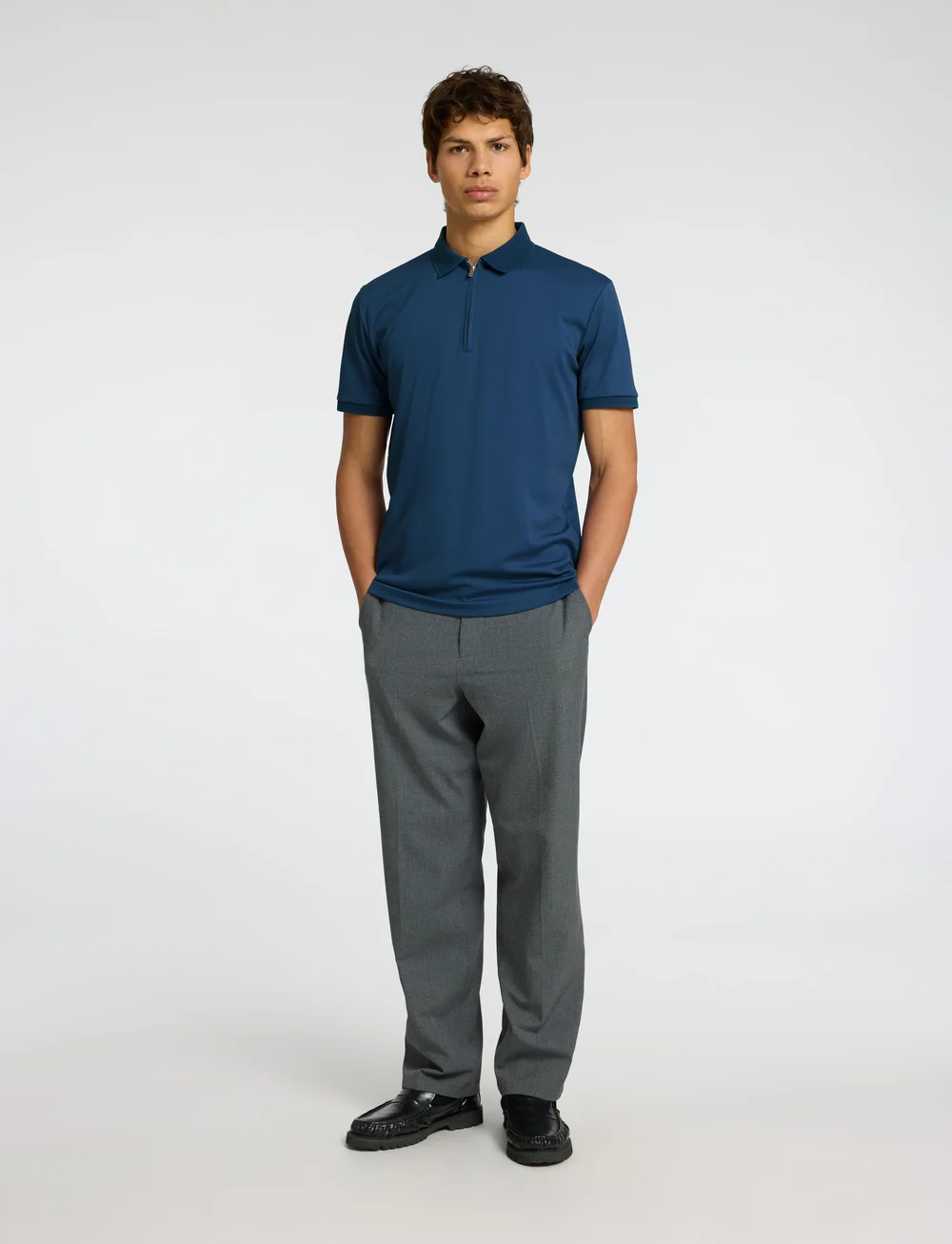 Selected - SLHFAVE ZIP SS POLO - lühikeste varrukatega polod - oceana - 3