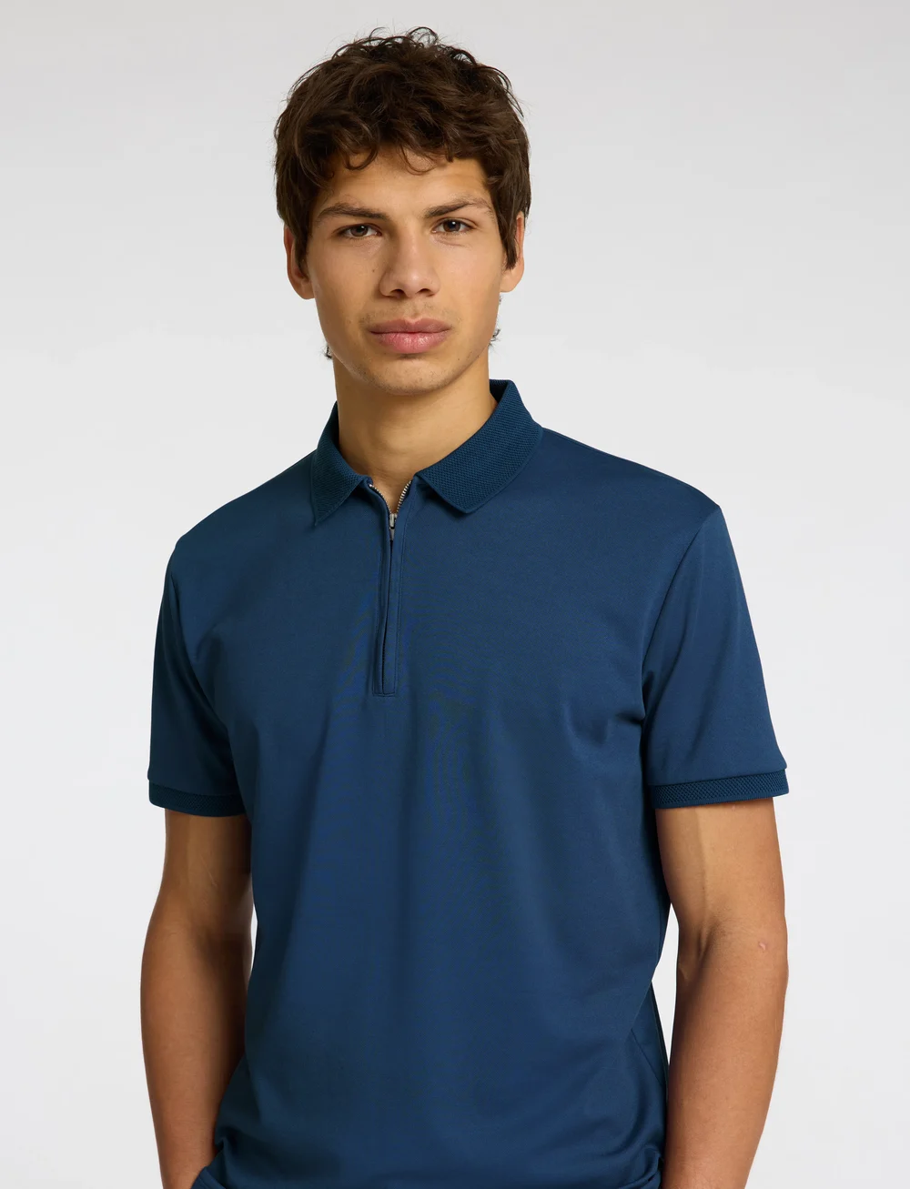 Selected - SLHFAVE ZIP SS POLO - lühikeste varrukatega polod - oceana - 4