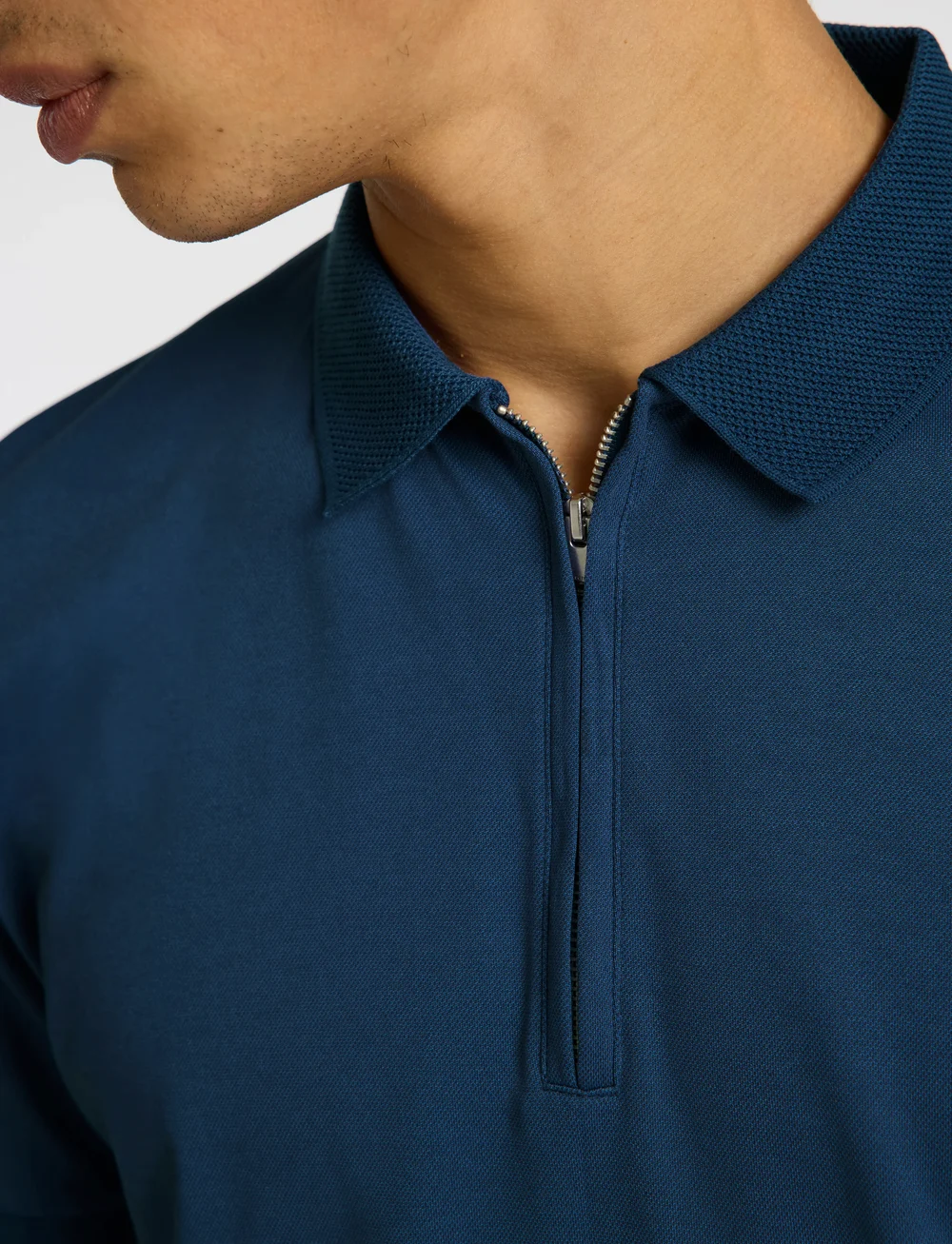 Selected - SLHFAVE ZIP SS POLO - lühikeste varrukatega polod - oceana - 5