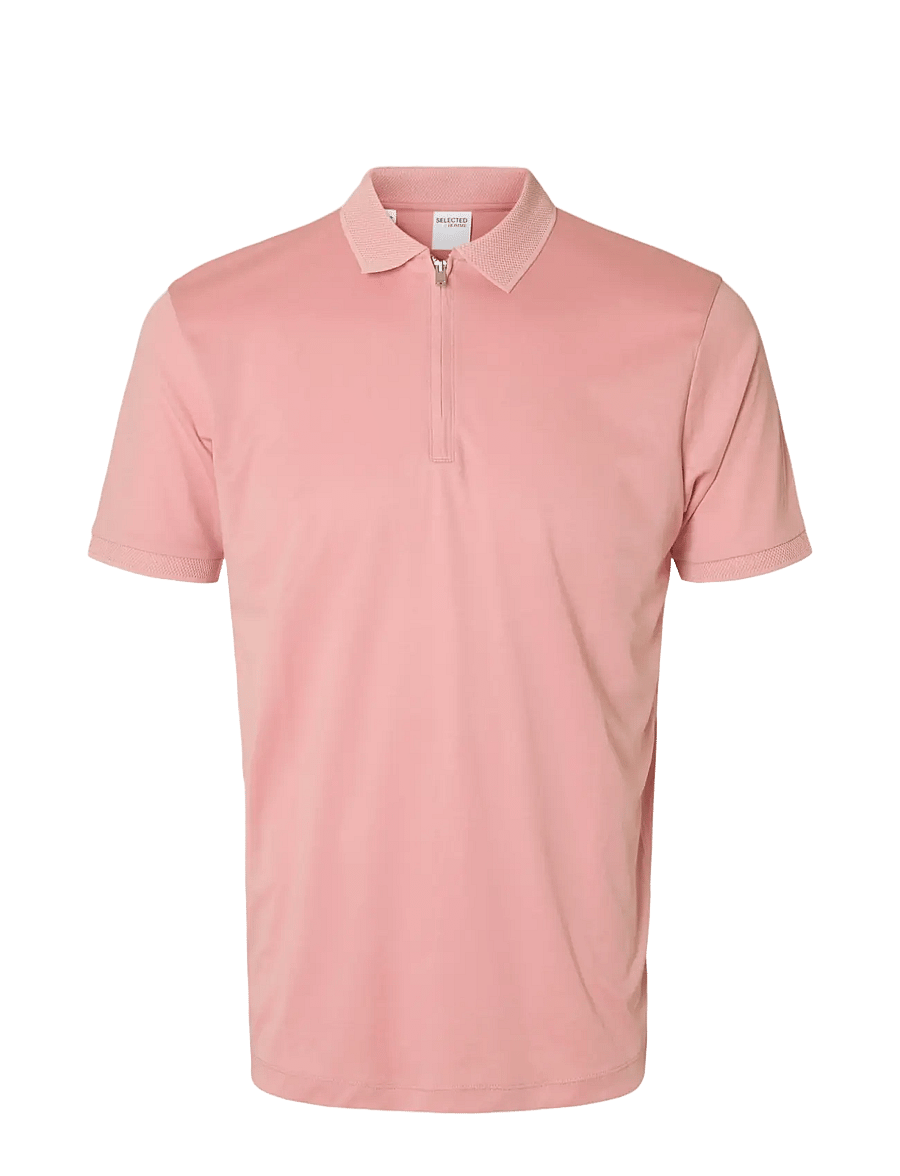Selected - SLMFAVE ZIP SS POLO NOOS - kurzärmelig - rose tan - 1