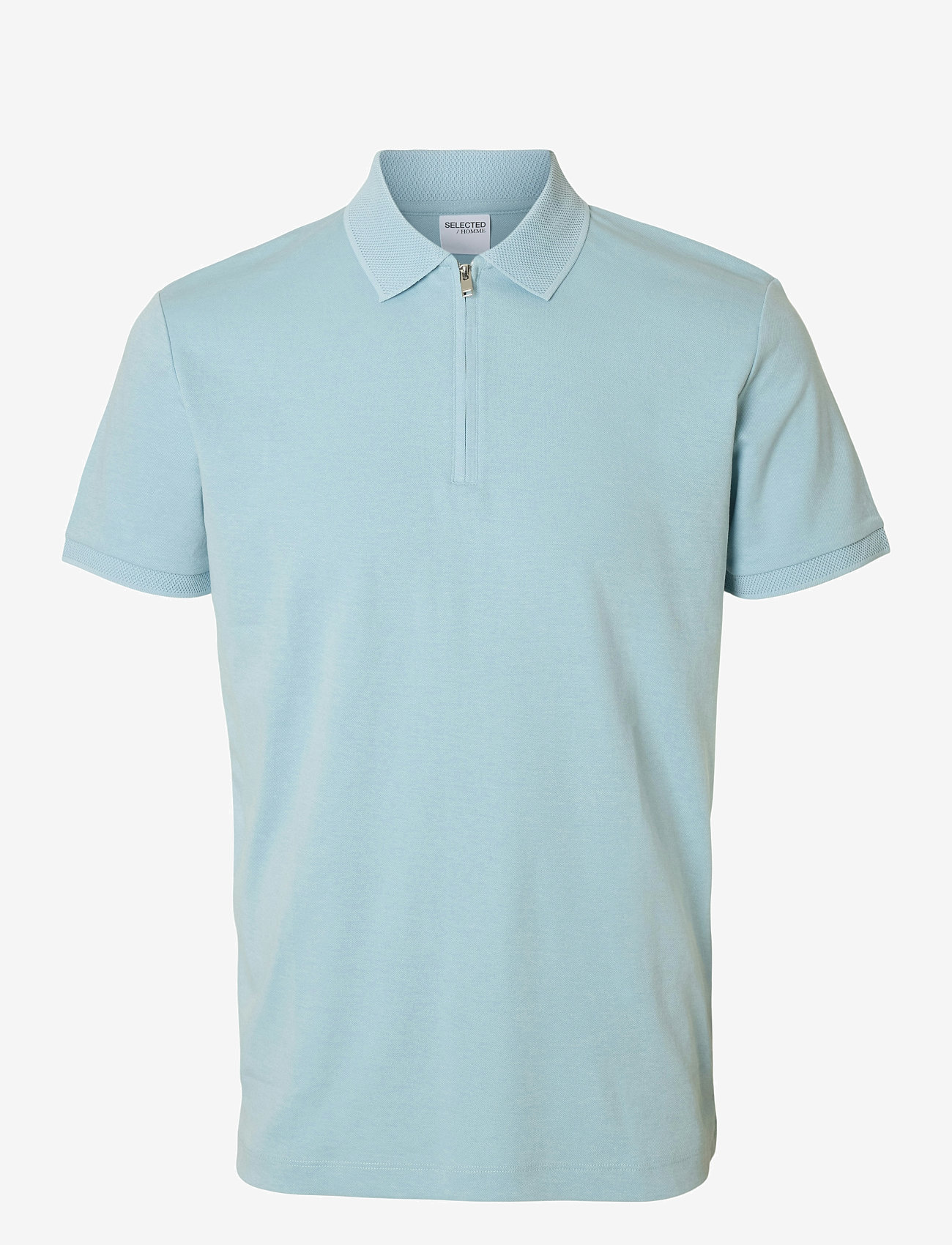 Selected - SLHFAVE ZIP SS POLO NOOS - kortærmede poloer - winter sky - 1