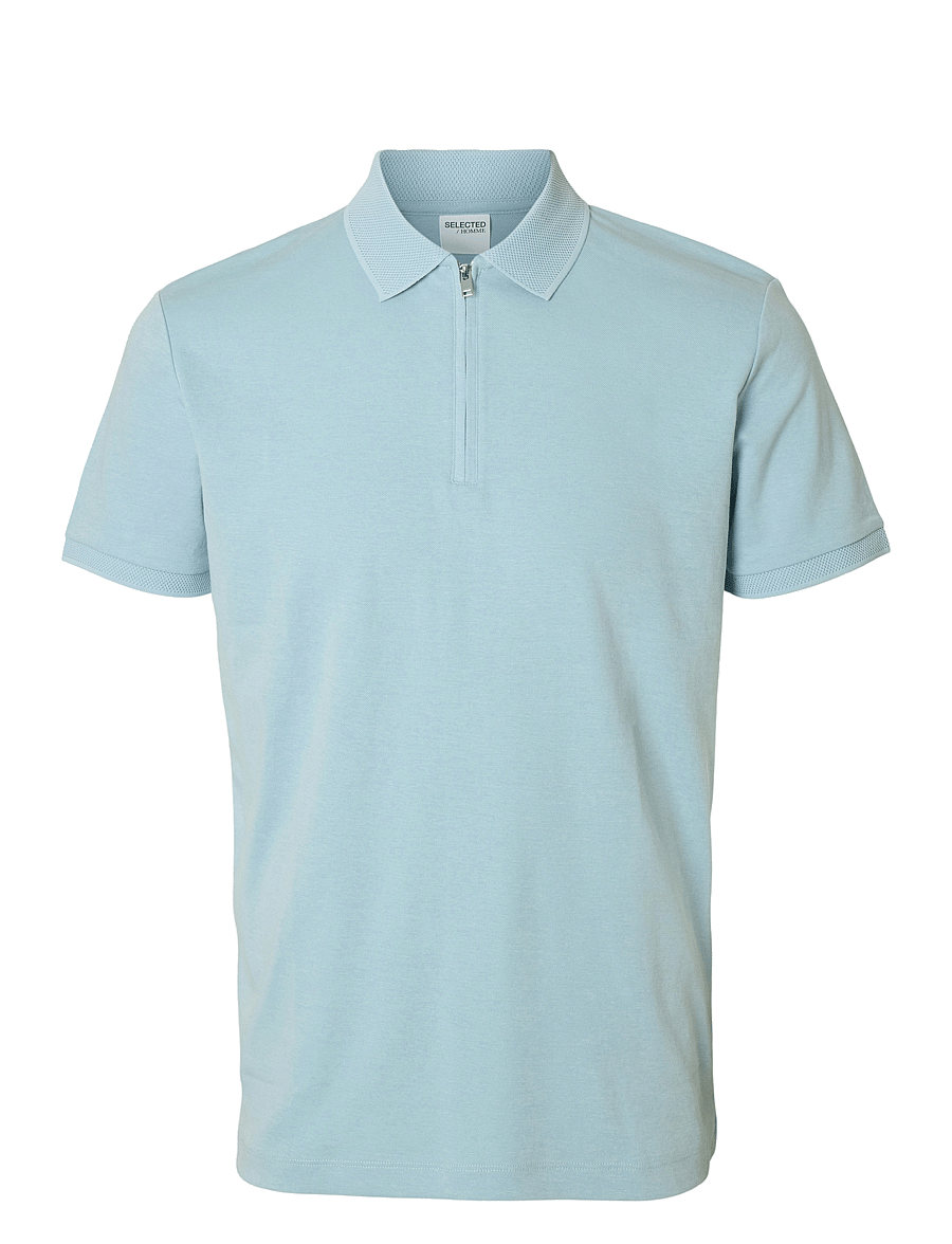 Selected - SLMFAVE ZIP SS POLO NOOS - kurzärmelig - winter sky - 1