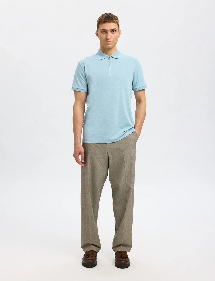 Selected - SLMFAVE ZIP SS POLO NOOS - kurzärmelig - winter sky - 3