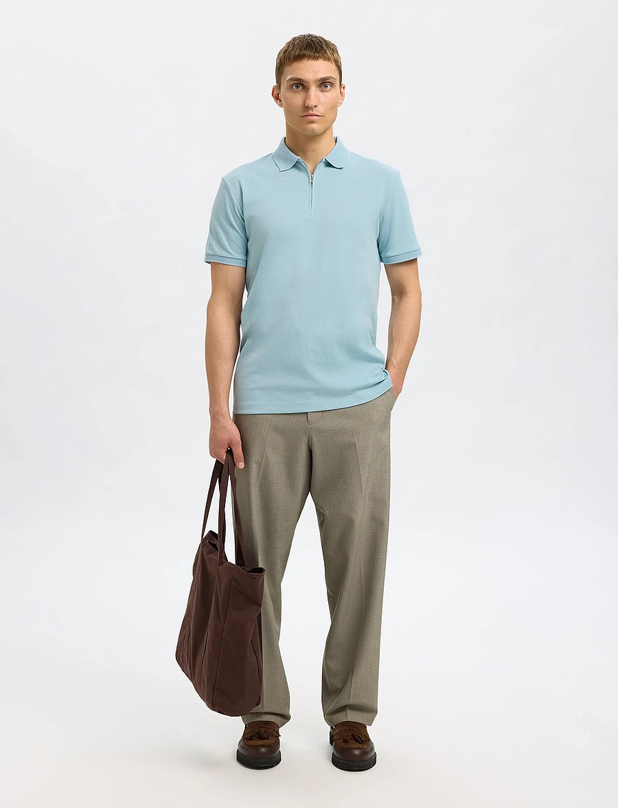 Selected - SLMFAVE ZIP SS POLO NOOS - kurzärmelig - winter sky - 4