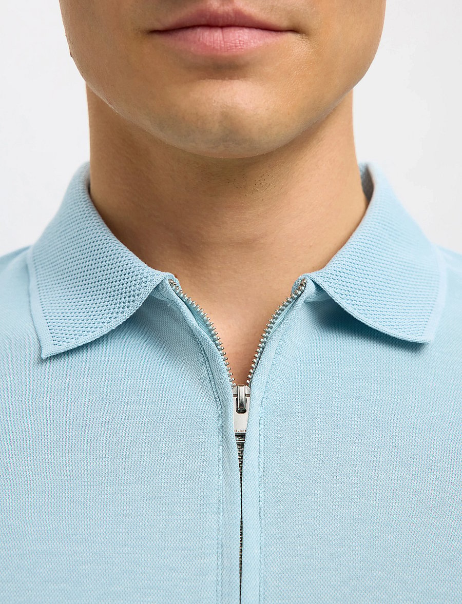 Selected - SLMFAVE ZIP SS POLO NOOS - kurzärmelig - winter sky - 5