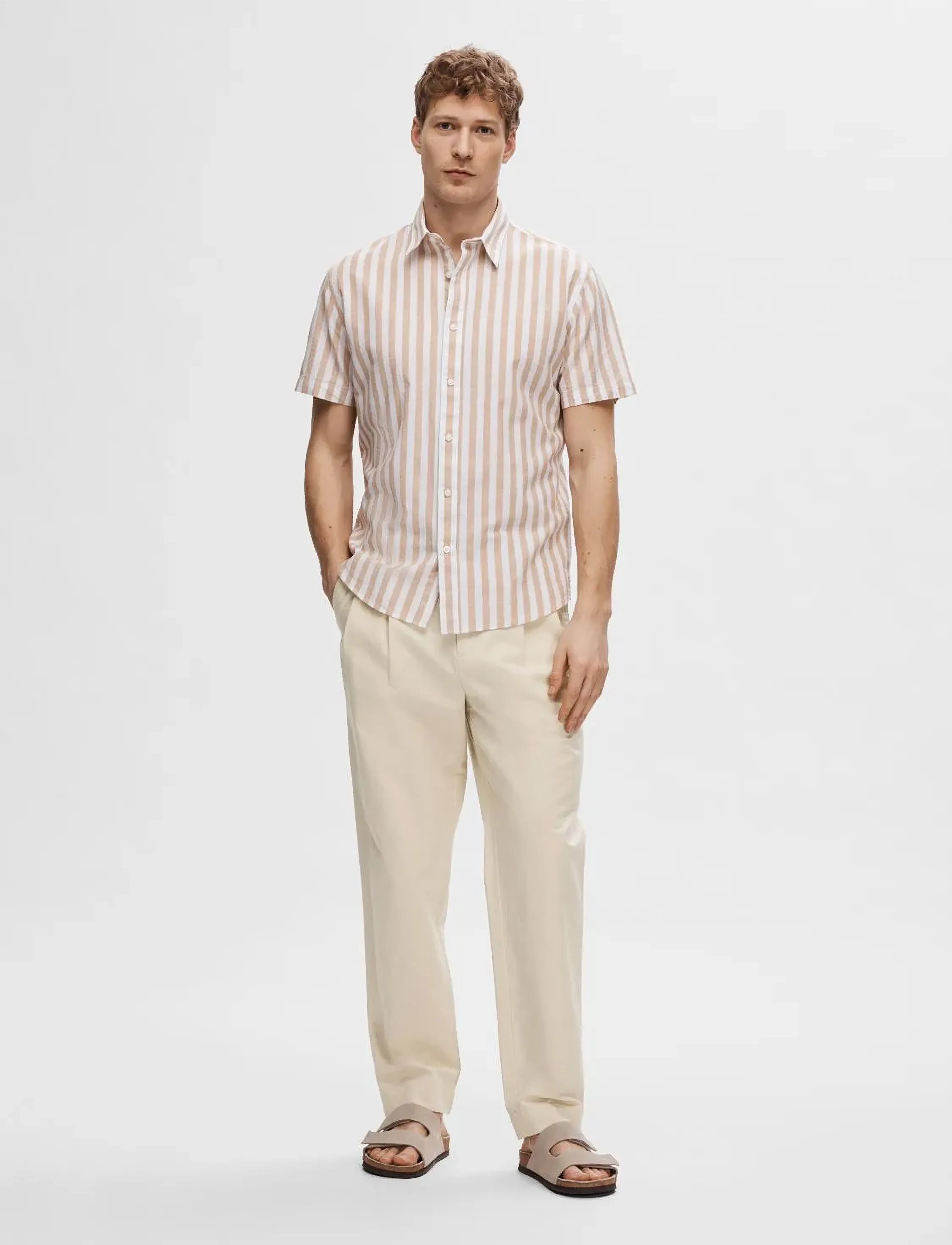 Selected - SLHREGNEW-LINEN SHIRT SS CLASSIC W - kelp - 4