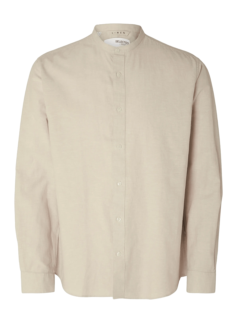 Selected - SLHREGNEW-LINEN SHIRT LS CHINA W - leinenhemden - pure cashmere - 1
