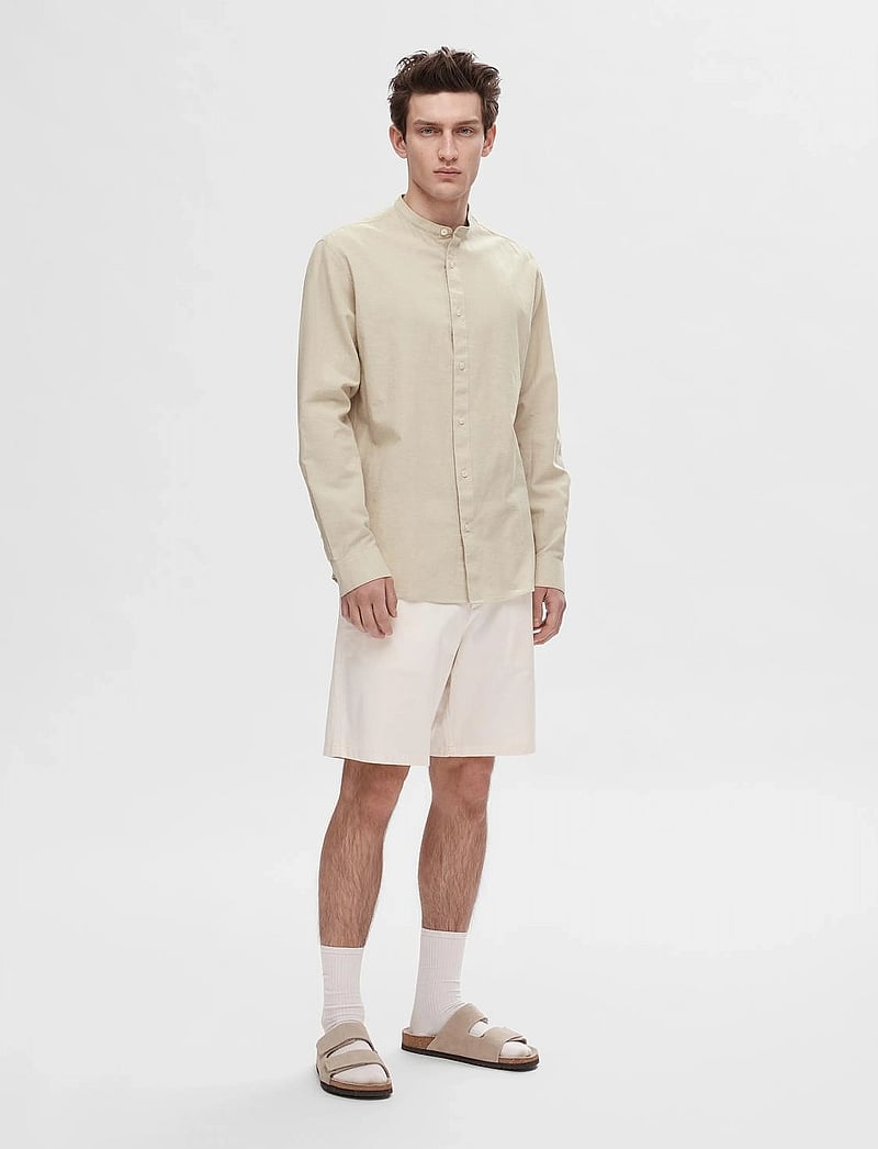 Selected - SLHREGNEW-LINEN SHIRT LS CHINA W - leinenhemden - pure cashmere - 3