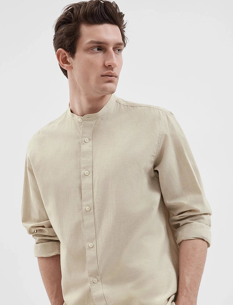 Selected - SLHREGNEW-LINEN SHIRT LS CHINA W - leinenhemden - pure cashmere - 4