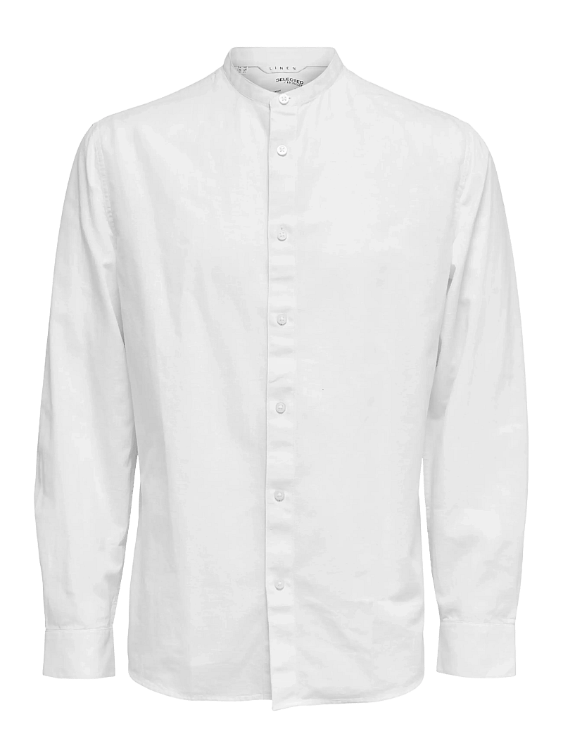 Selected - SLHREGNEW-LINEN SHIRT LS CHINA W - leinenhemden - white - 1