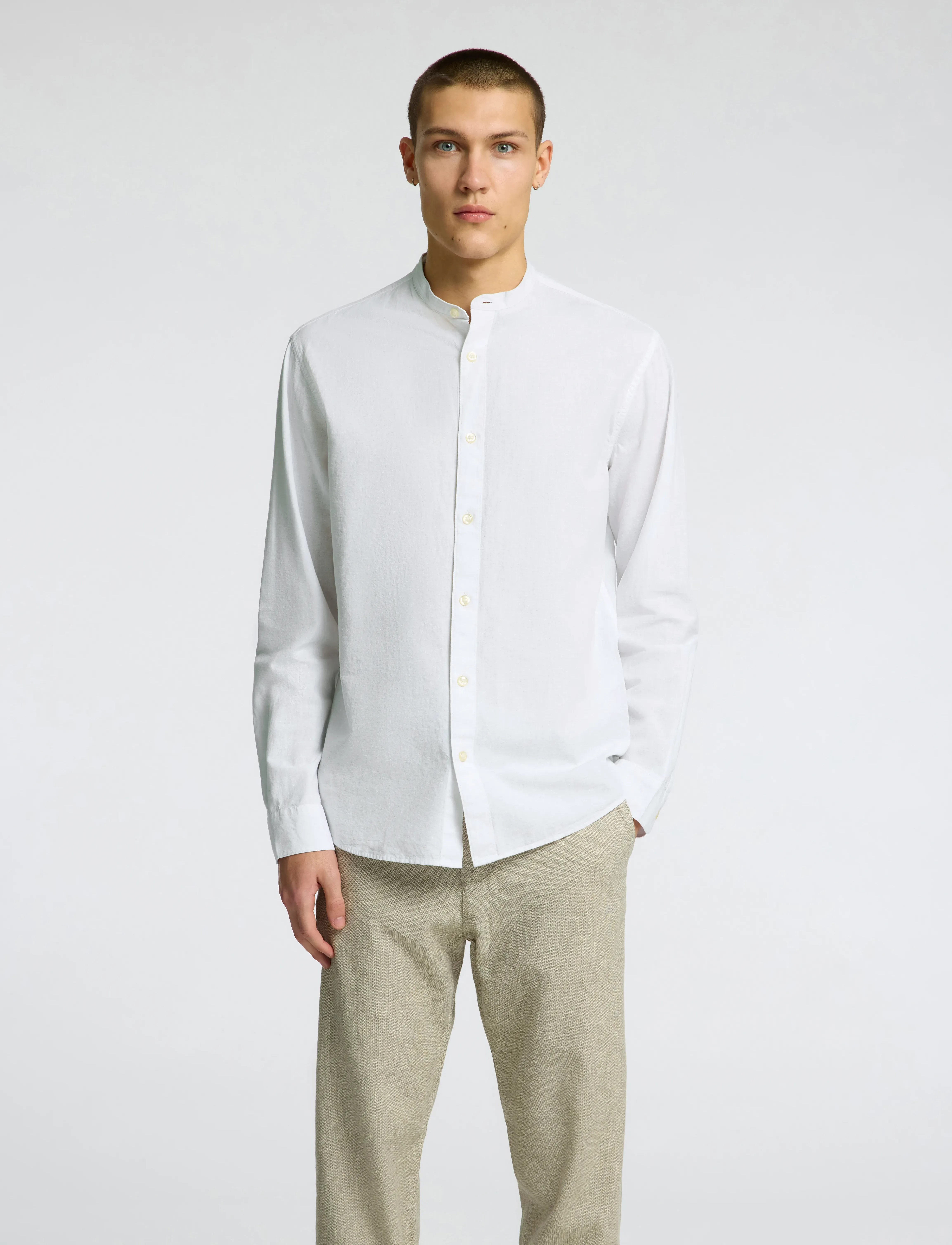 Selected SLHREGSUN SHIRT LS BAND - Linased särgid - WHITE / white