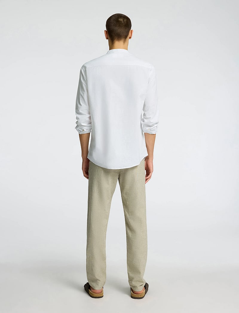 Selected - SLHREGNEW-LINEN SHIRT LS CHINA W - leinenhemden - white - 3