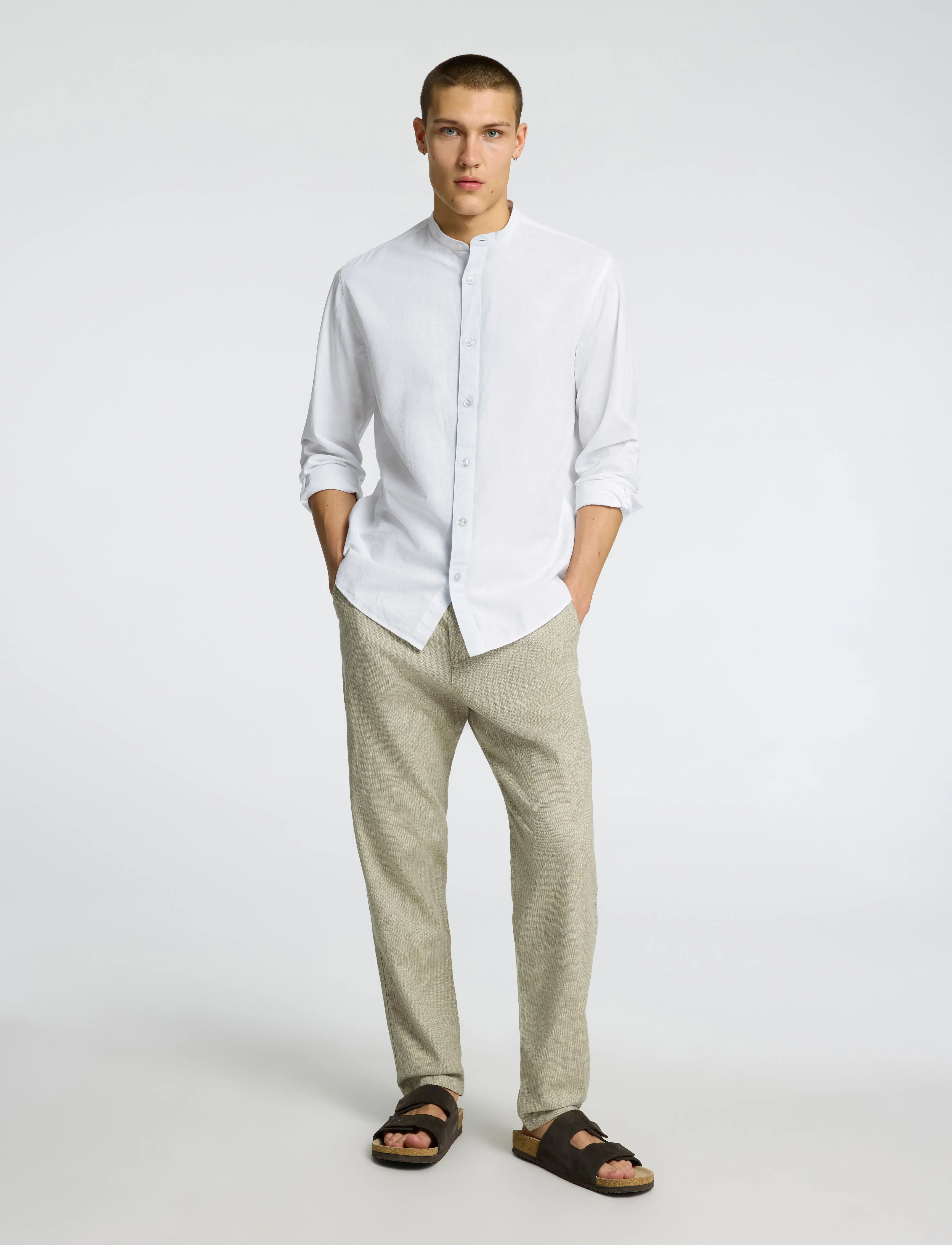 Selected - SLHREGSUN SHIRT LS BAND - white - 4