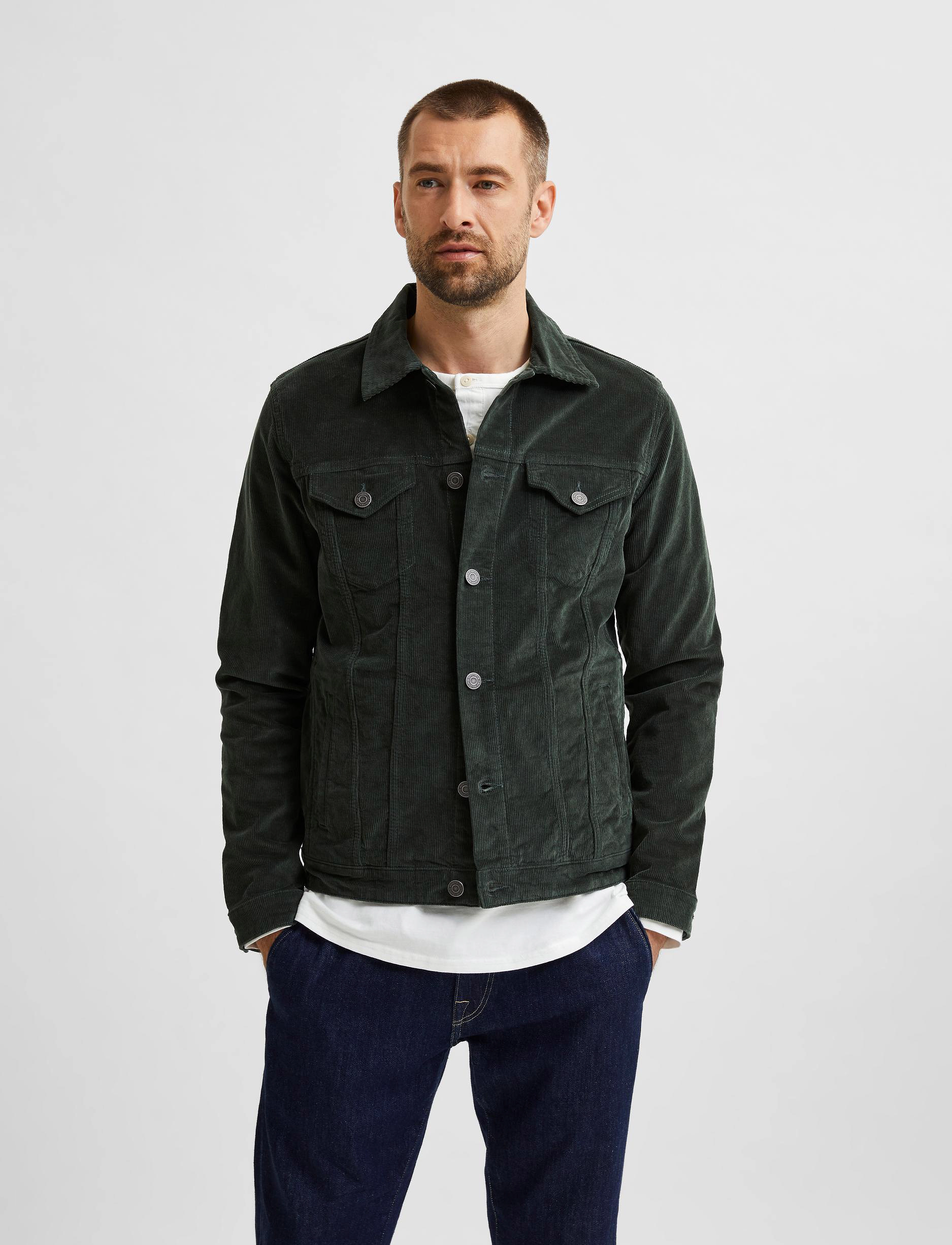 Selected Homme - SLHJEPPE CORDUROY JACKET M - deep forest - 1