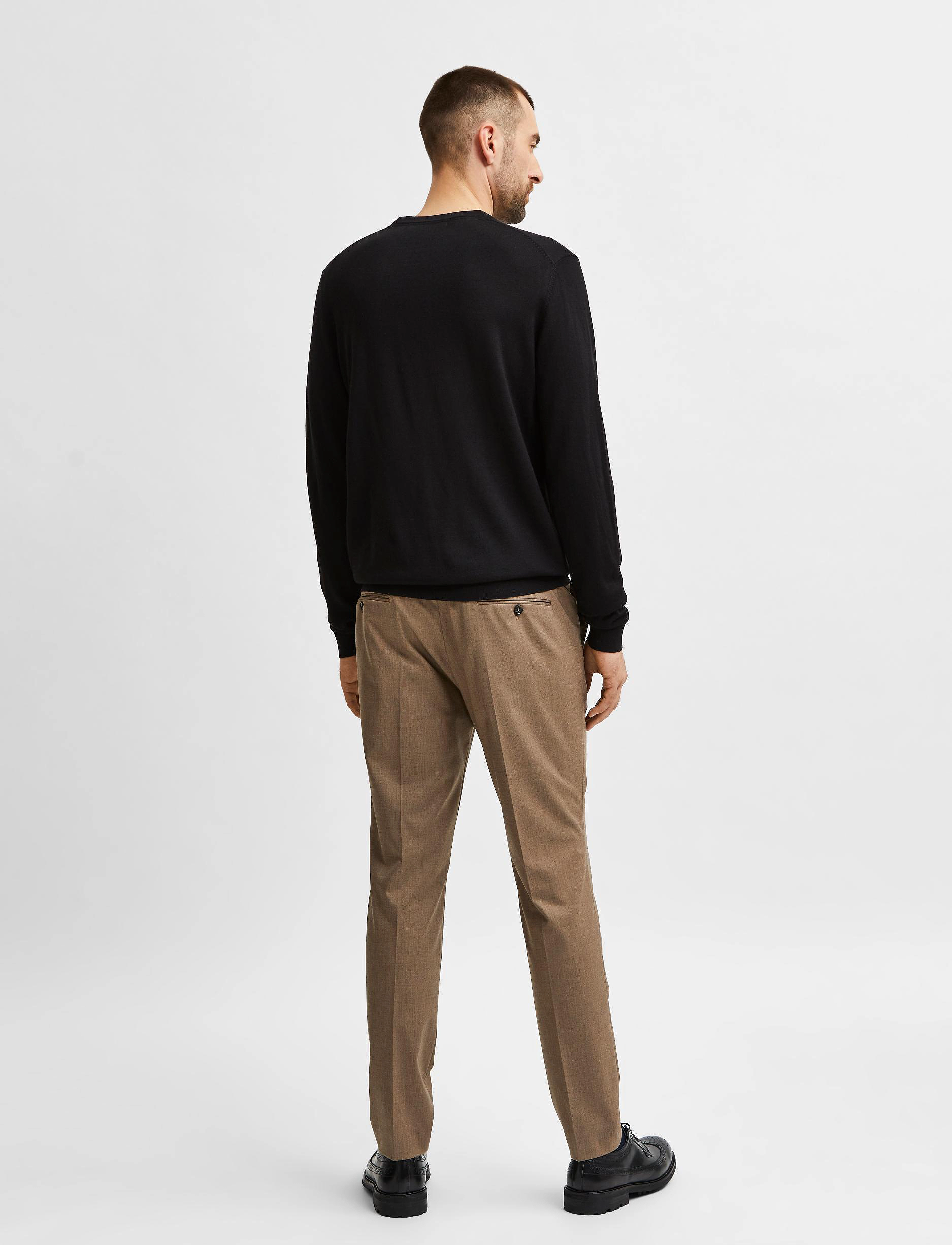 Selected - SLHTOWN MERINO COOLMAX KNIT CREW B - black - 3