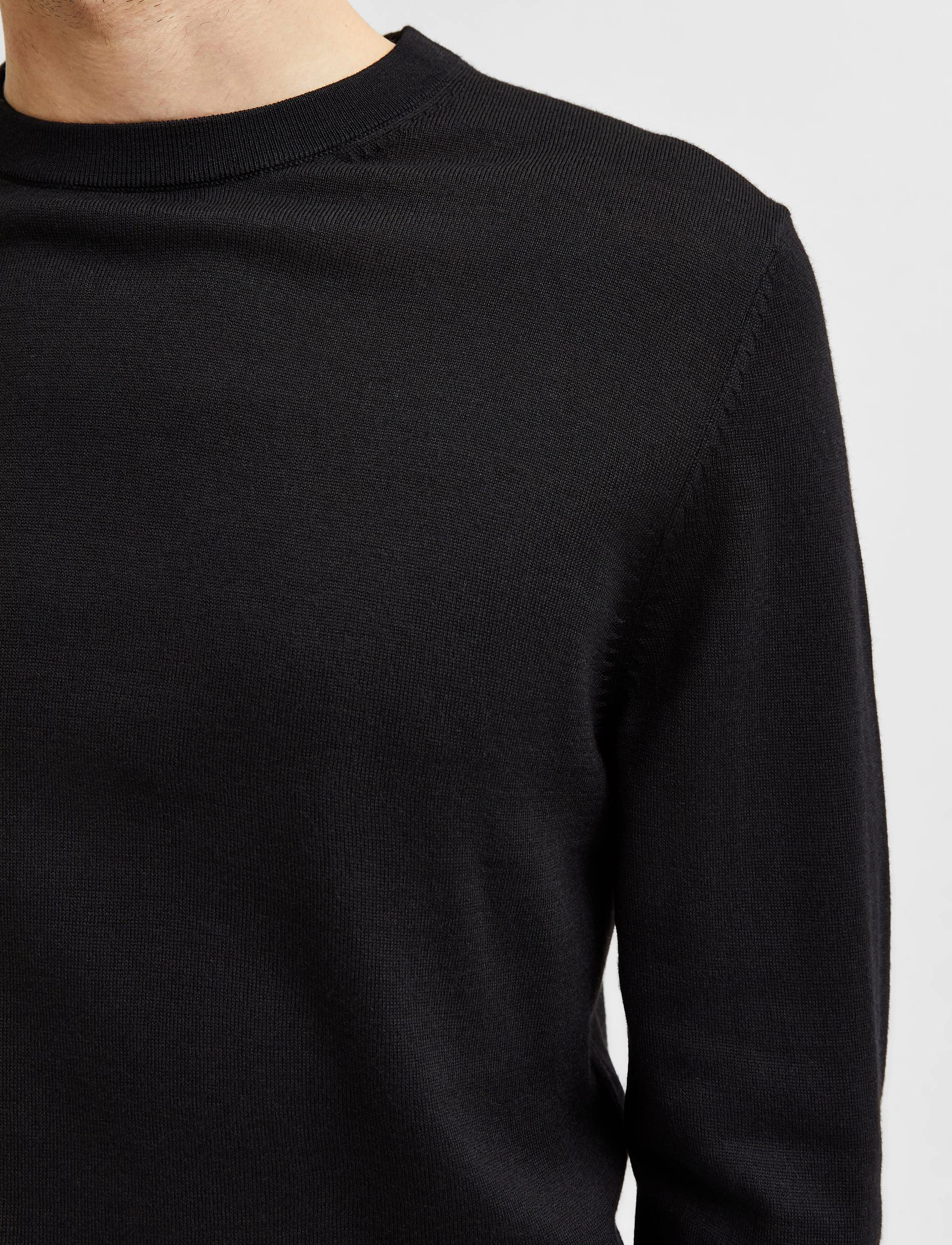 Selected - SLHTOWN MERINO COOLMAX KNIT CREW B - black - 5