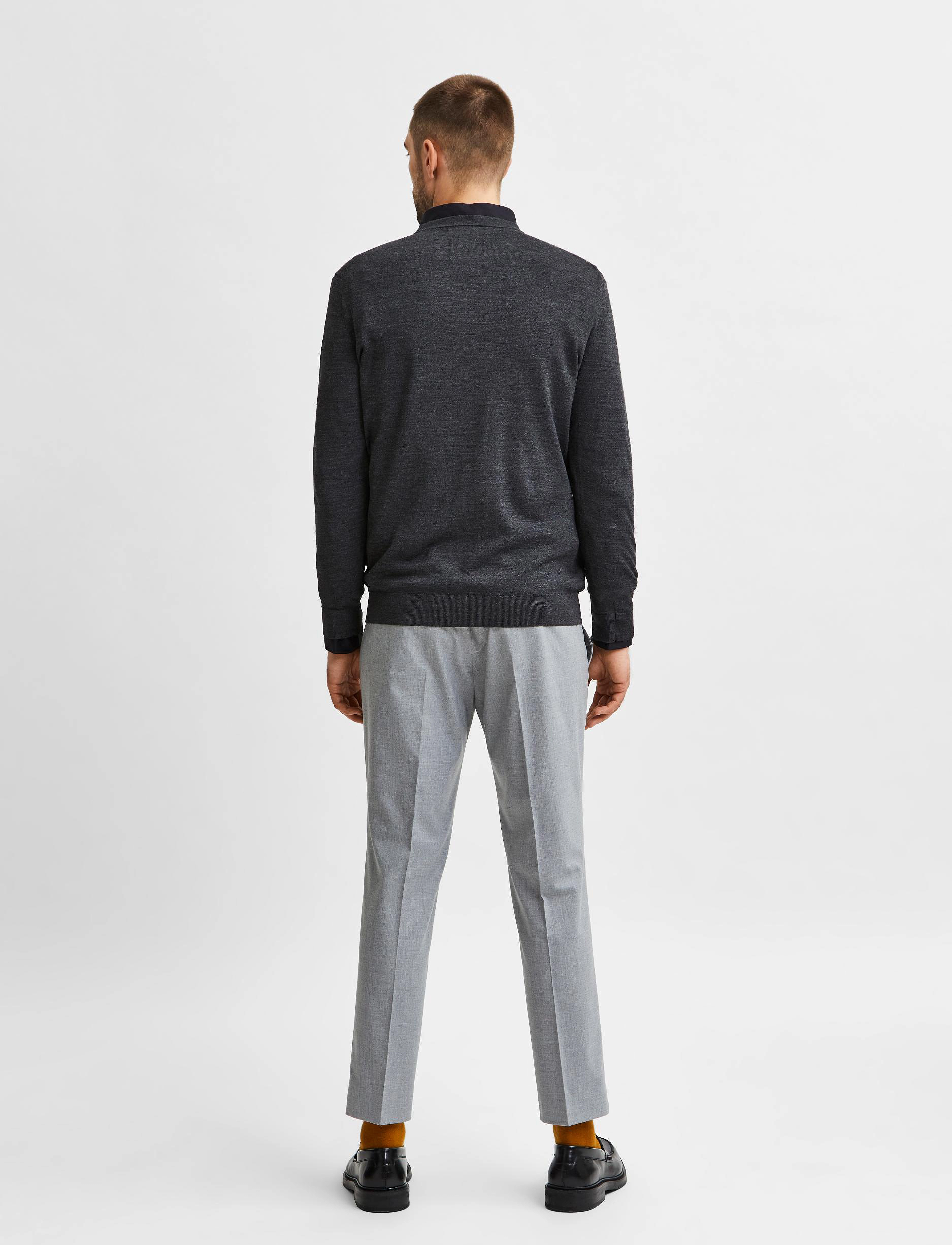 Selected - SLHTOWN MERINO COOLMAX KNIT CREW B - medium grey melange - 3