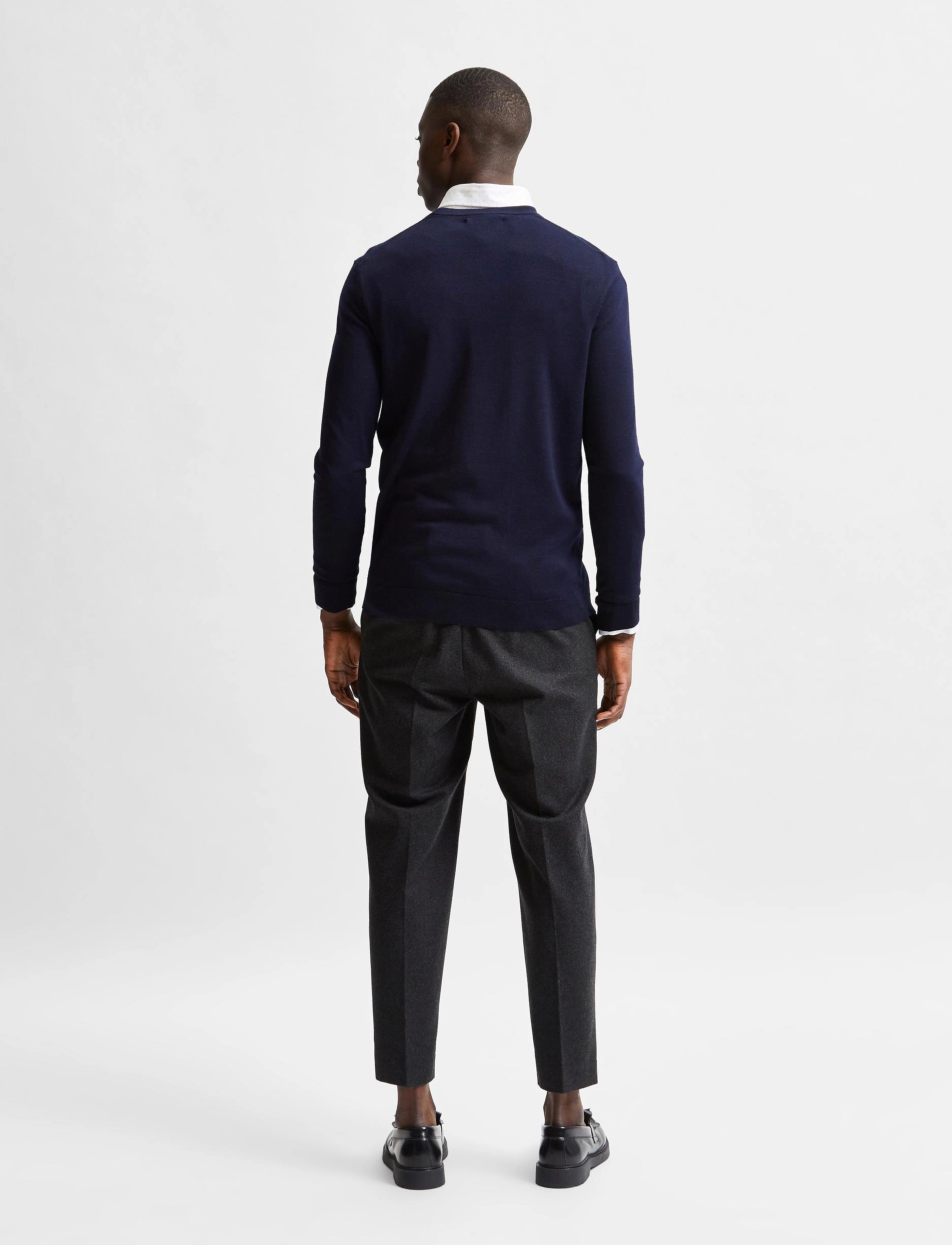 Selected - SLHTOWN MERINO COOLMAX KNIT CREW B - navy blazer - 3
