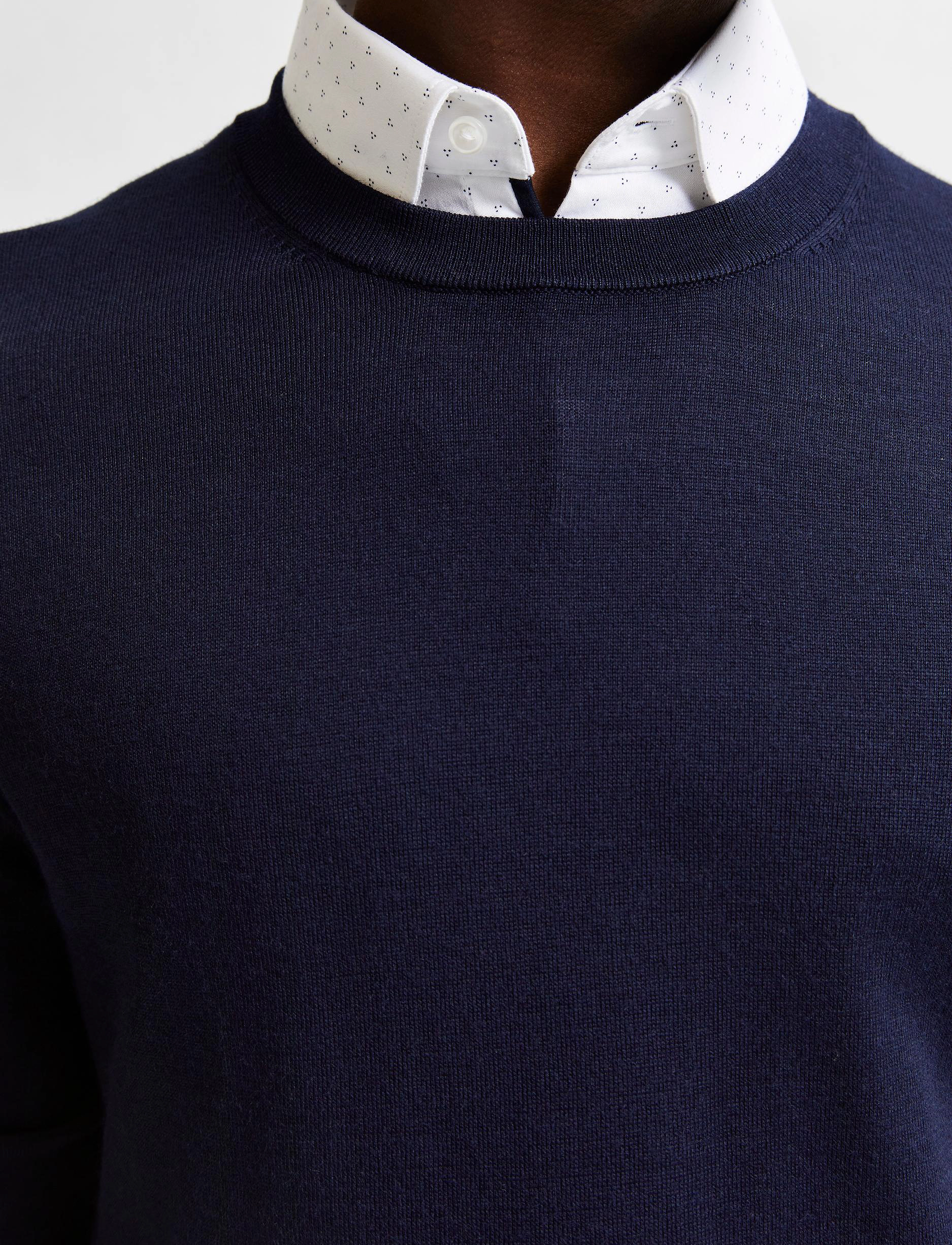 Selected - SLHTOWN MERINO COOLMAX KNIT CREW B - navy blazer - 5