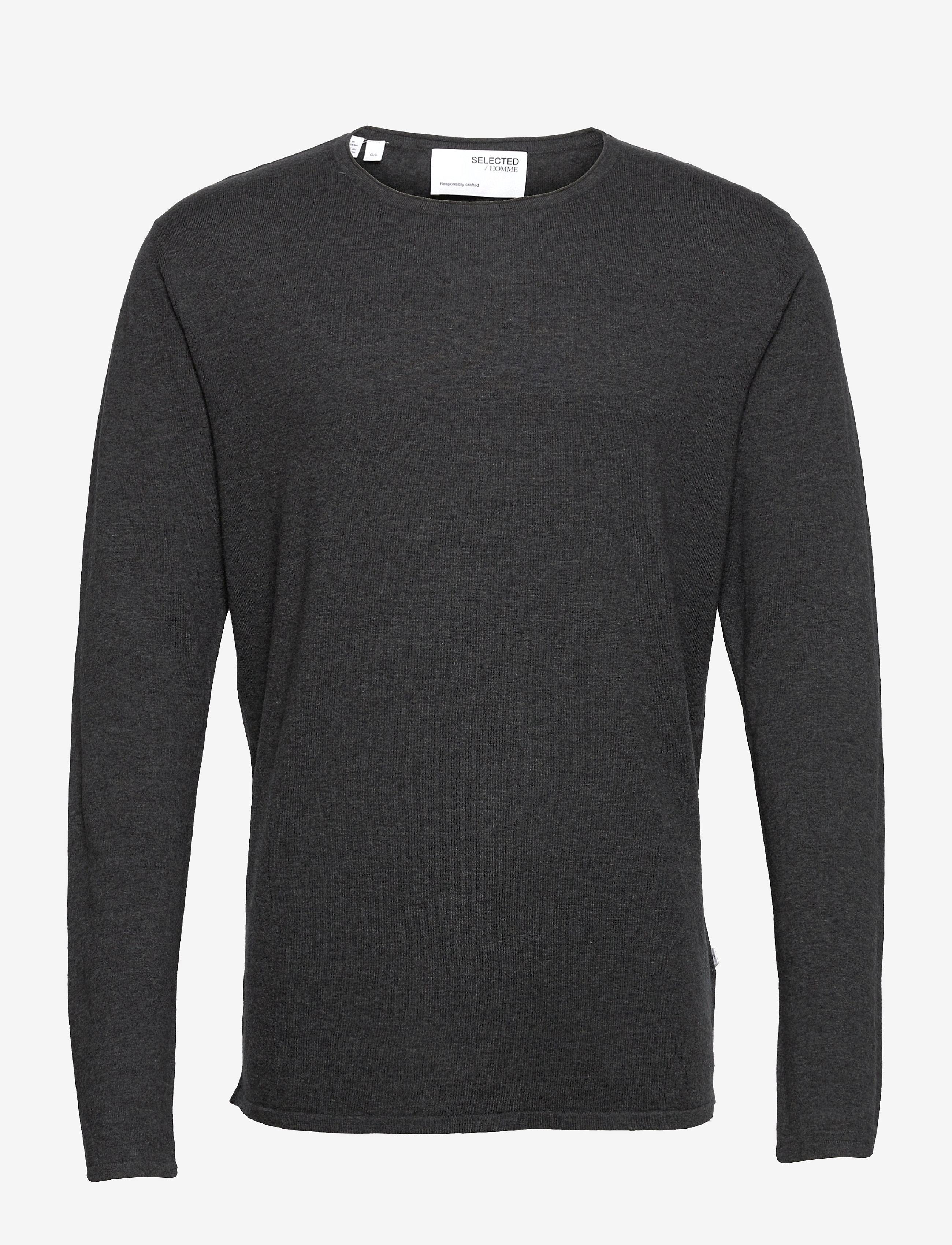 Selected SLHROME LS KNIT CREW NECK - Tøj - ANTHRACITE / black