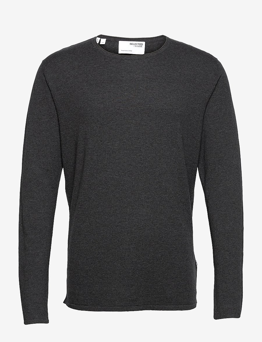 Selected - SLHROME LS KNIT CREW NECK - rund hals - anthracite - 1