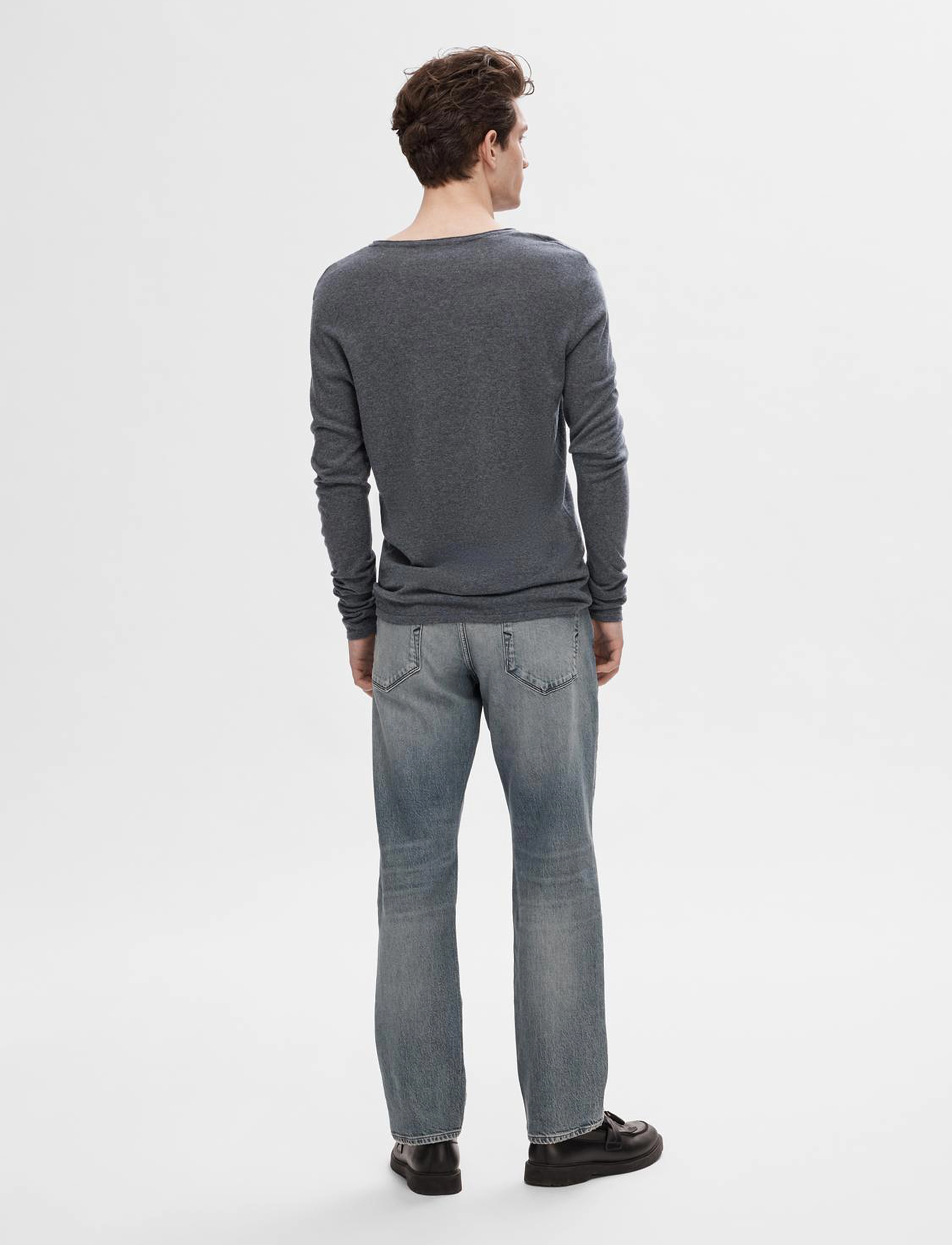 Selected - SLHROME LS KNIT CREW NECK - rund hals - anthracite - 3