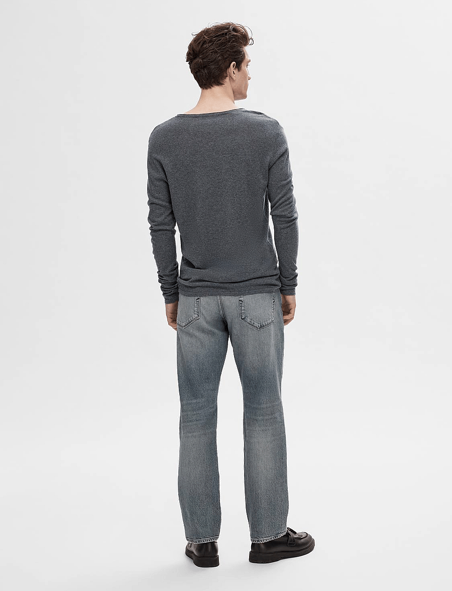 Selected - SLHROME LS KNIT CREW NECK - rund hals - anthracite - 3