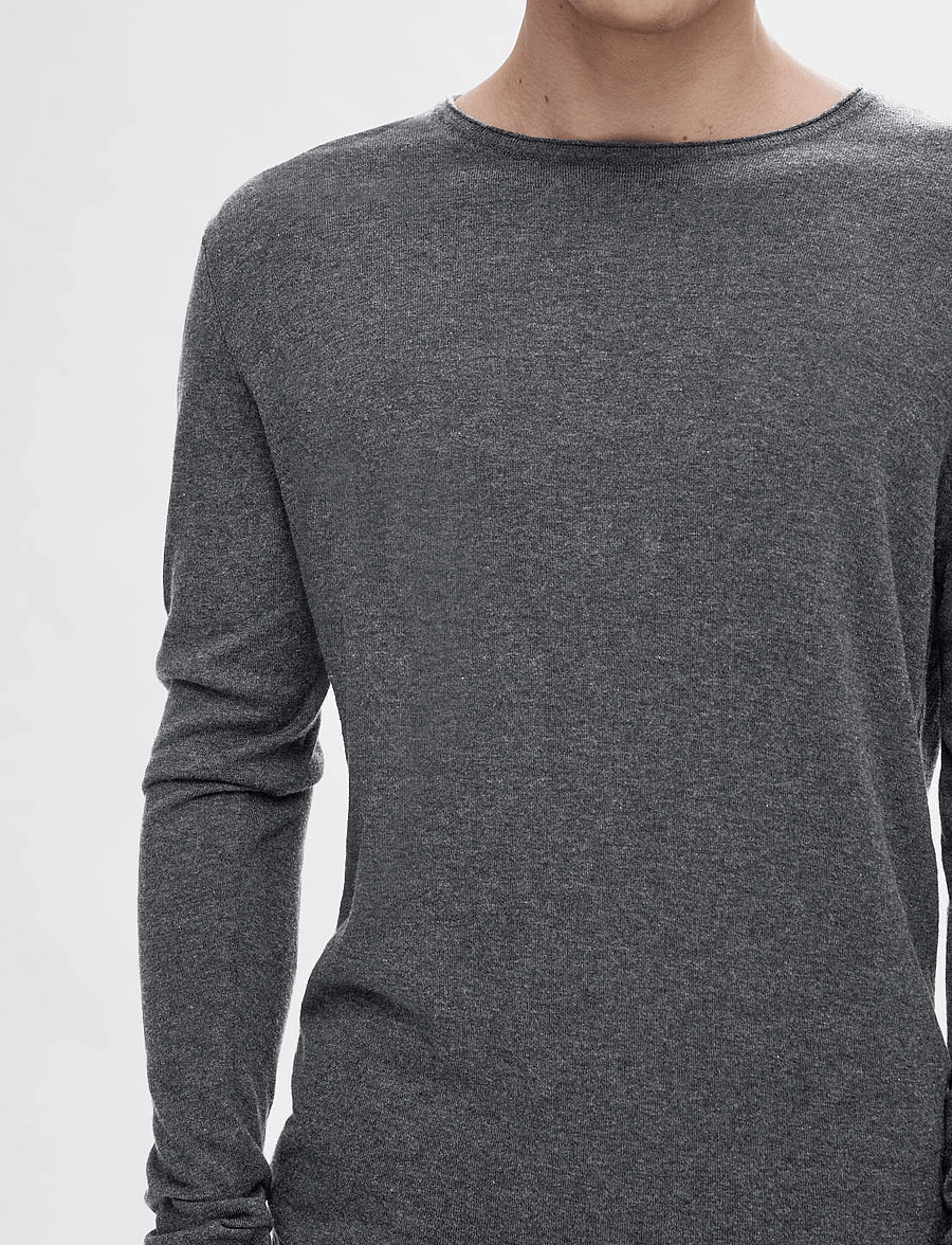 Selected - SLHROME LS KNIT CREW NECK - rund hals - anthracite - 5