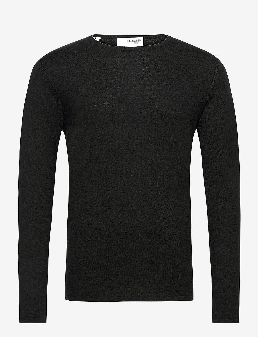 Selected - SLHROME LS KNIT CREW NECK - pulls col rond - black - 1