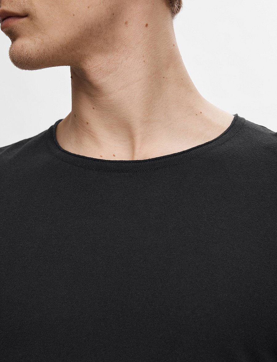 Selected - SLHROME LS KNIT CREW NECK - pulls col rond - black - 5