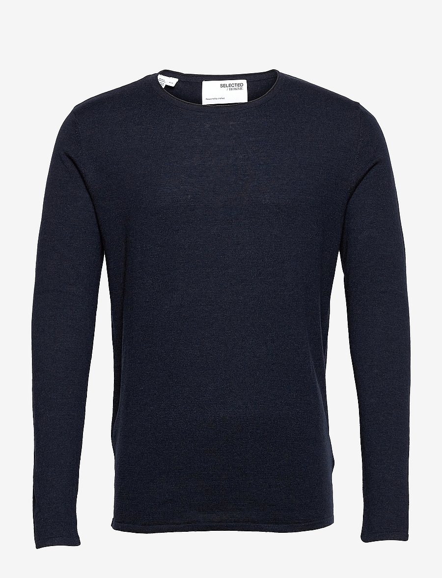 Selected - SLHROME LS KNIT CREW NECK - okrągły dekolt - dark sapphire - 1