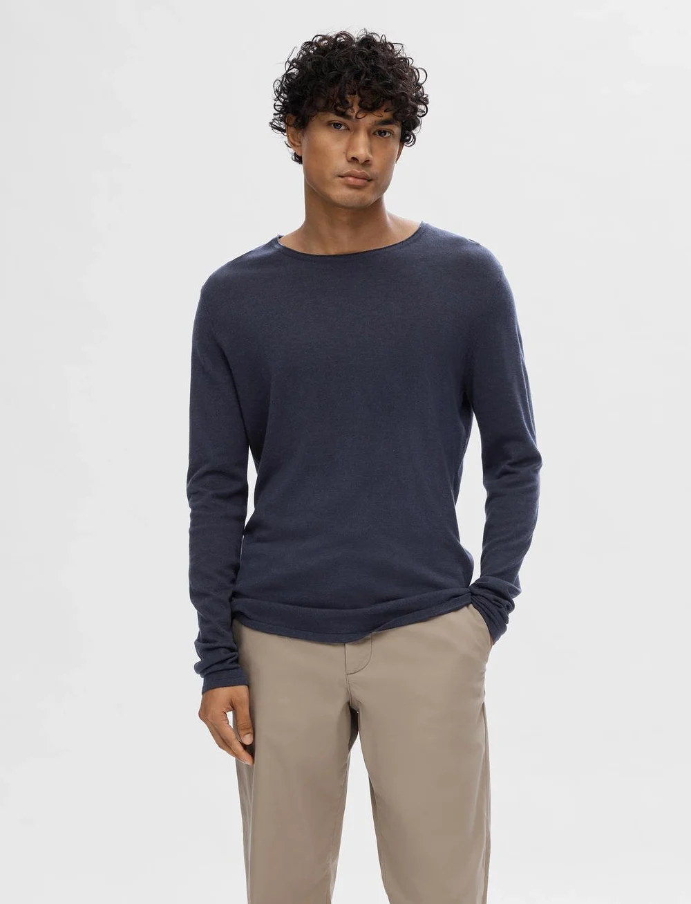 Selected - SLHROME LS KNIT CREW NECK - Ümmarguse kaelusega kudumid - dark sapphire - 0