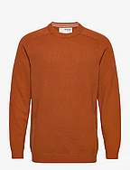 SLHNEWCOBAN LAMBS WOOL CREW NECK W NOOS - BOMBAY BROWN