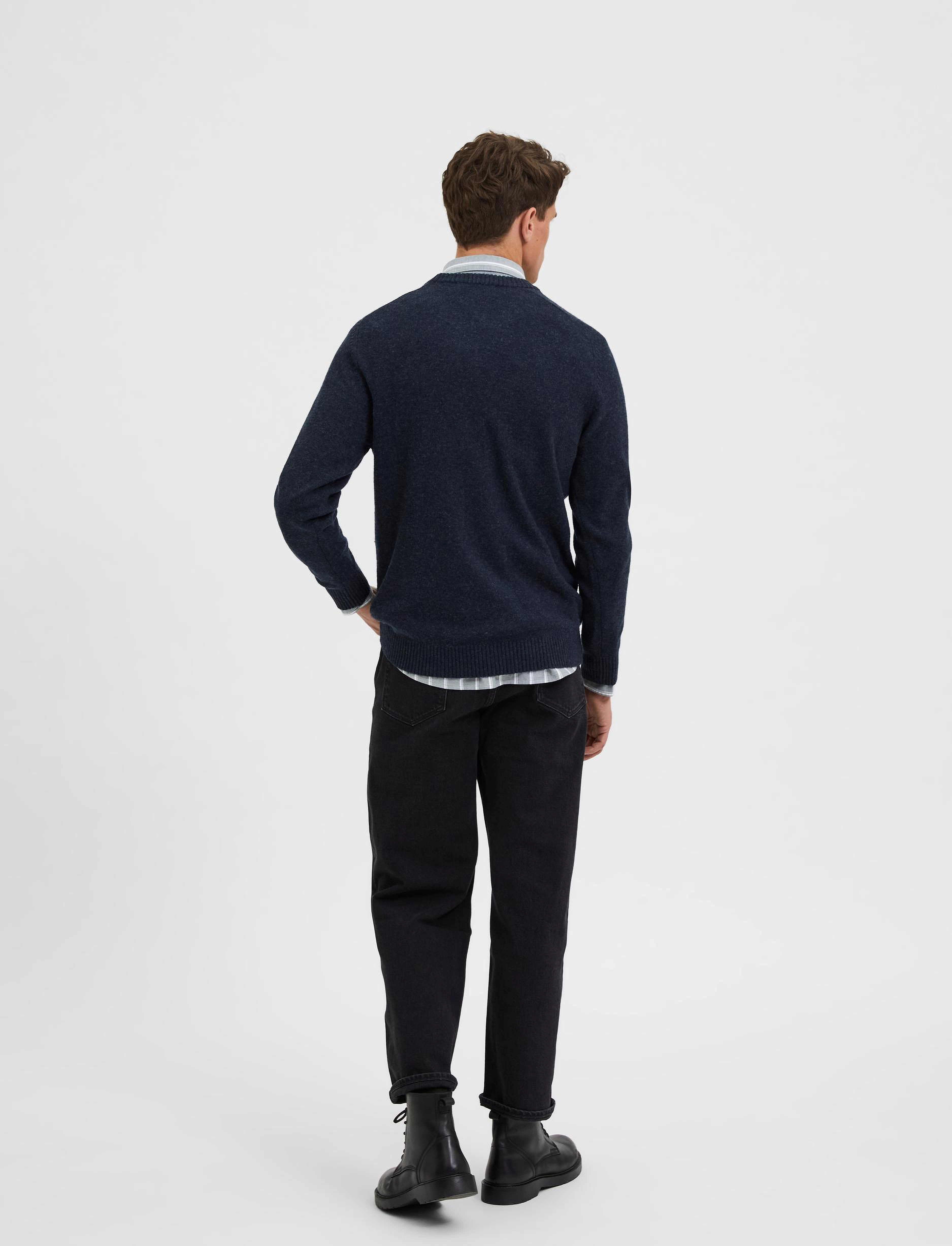 Selected - SLHNEWCOBAN LAMBS WOOL CREW NECK W NOOS - dark sapphire - 3