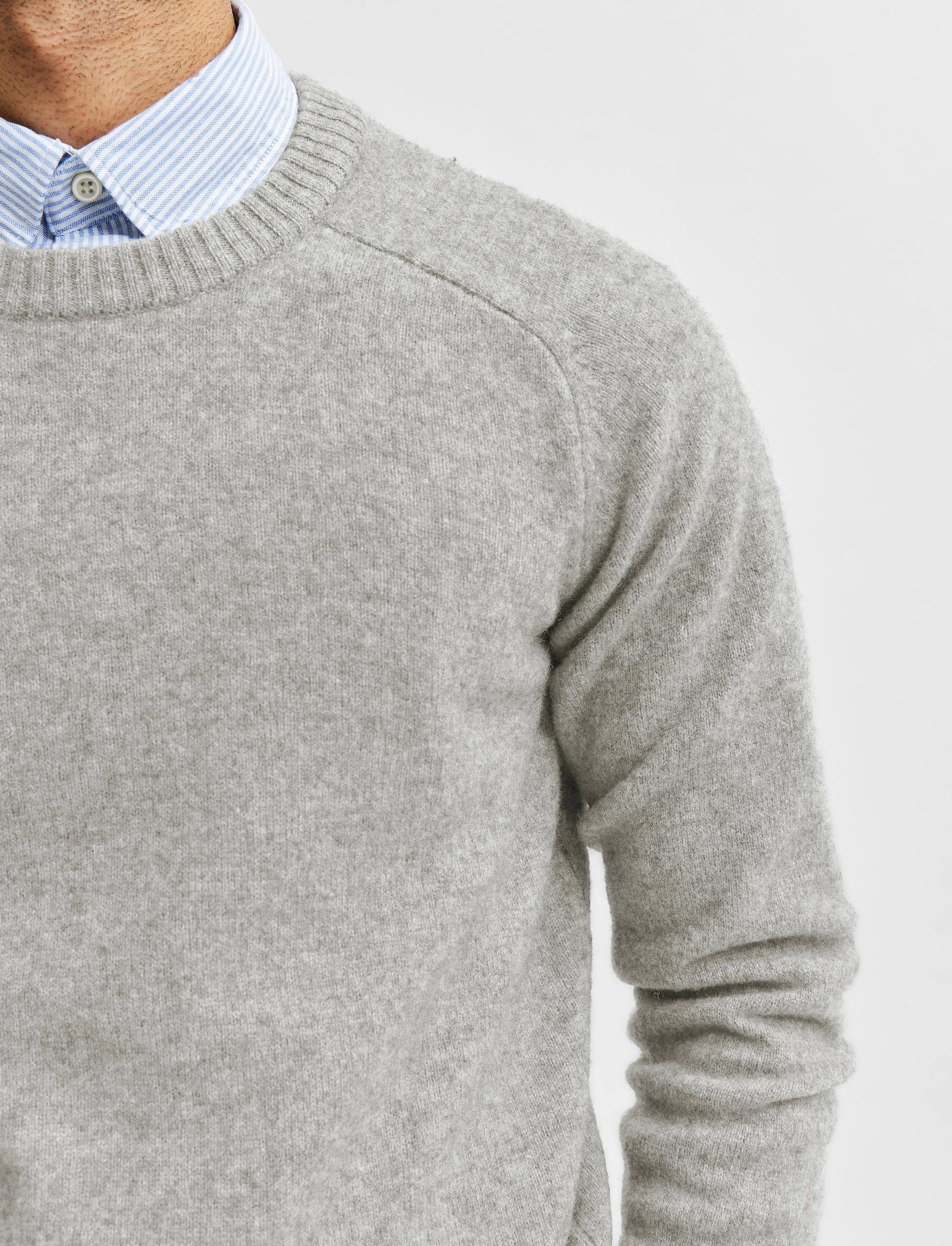 Selected - SLHNEWCOBAN LAMBS WOOL CREW NECK W NOOS - medium grey melange - 5