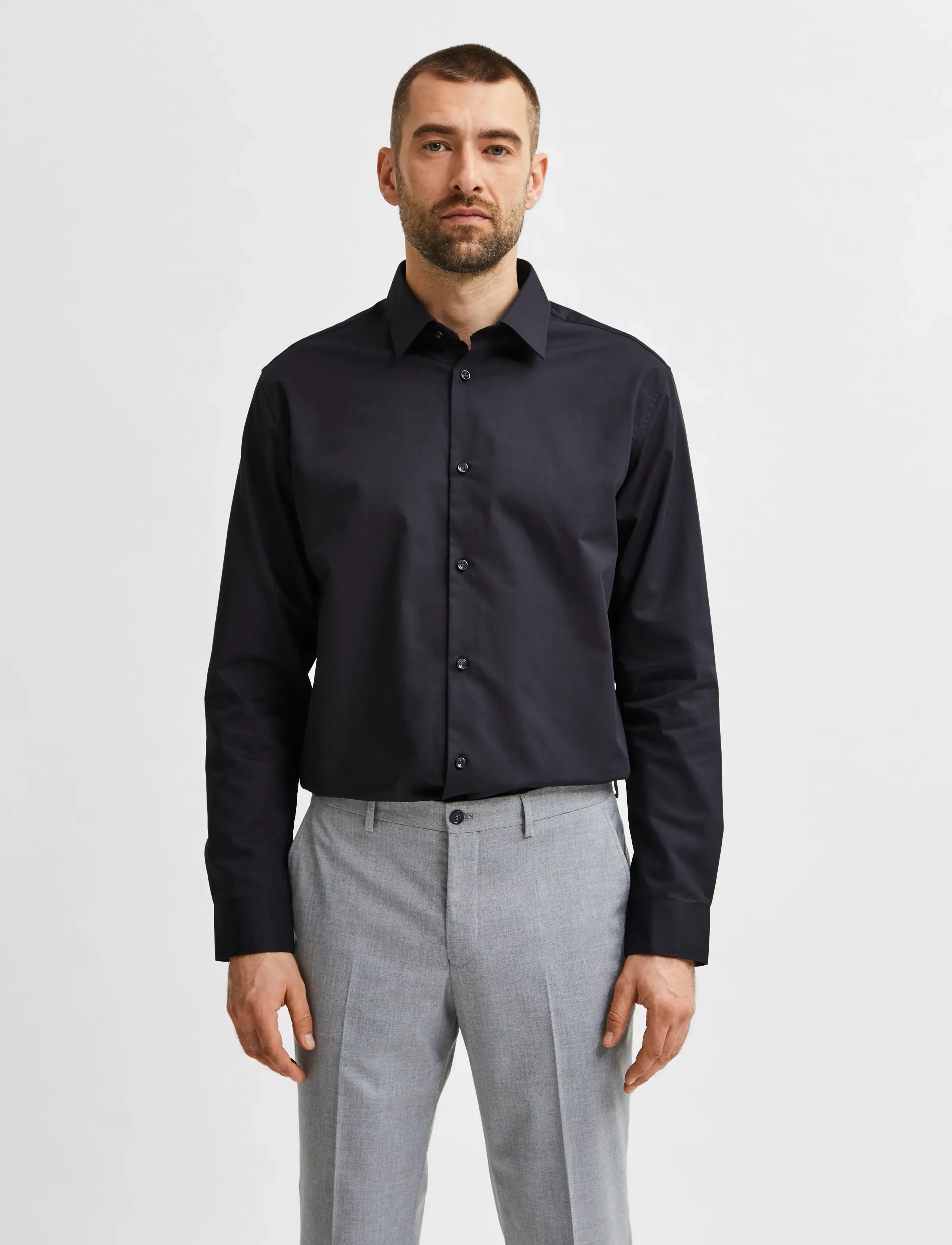 Selected Slmslimfilip Ethan Shirt Ls Classic Noos, M, Shirts, Schwarz - Business, Männerswear
