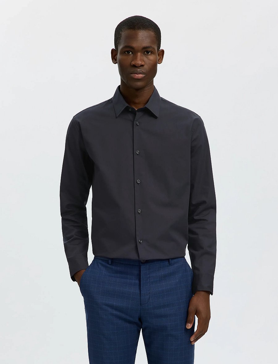 Selected - SLMSLIMFILIP ETHAN SHIRT LS CLASSIC NOOS - casual skjorter - black - 0