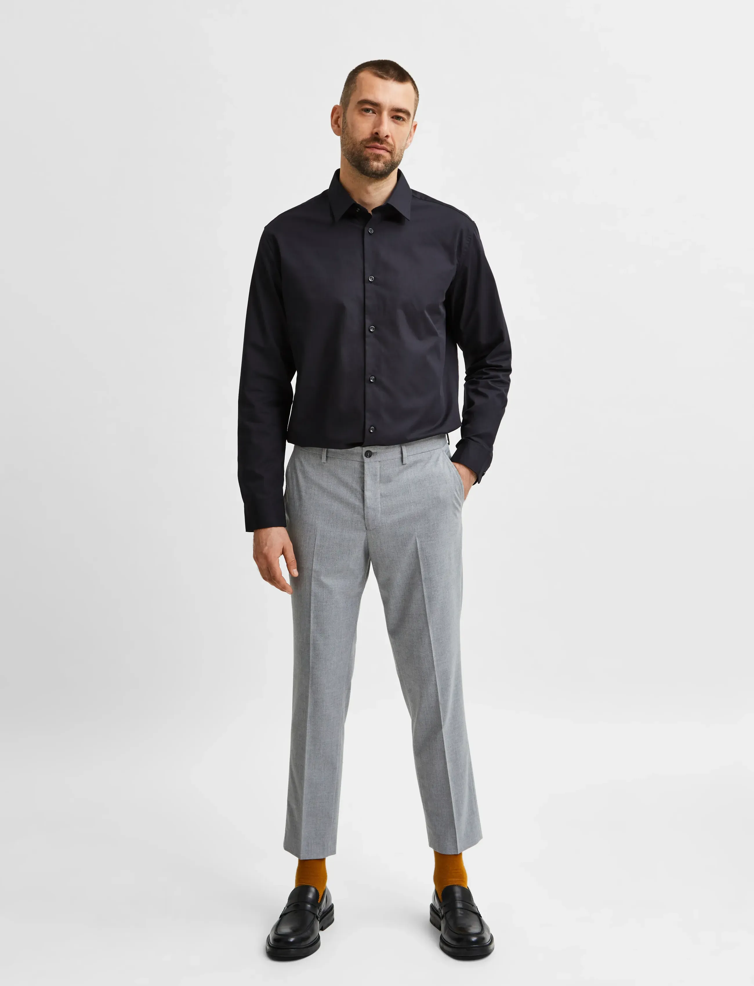 Selected - SLMSLIMFILIP ETHAN SHIRT LS CLASSIC NOOS - casual skjorter - black - 4