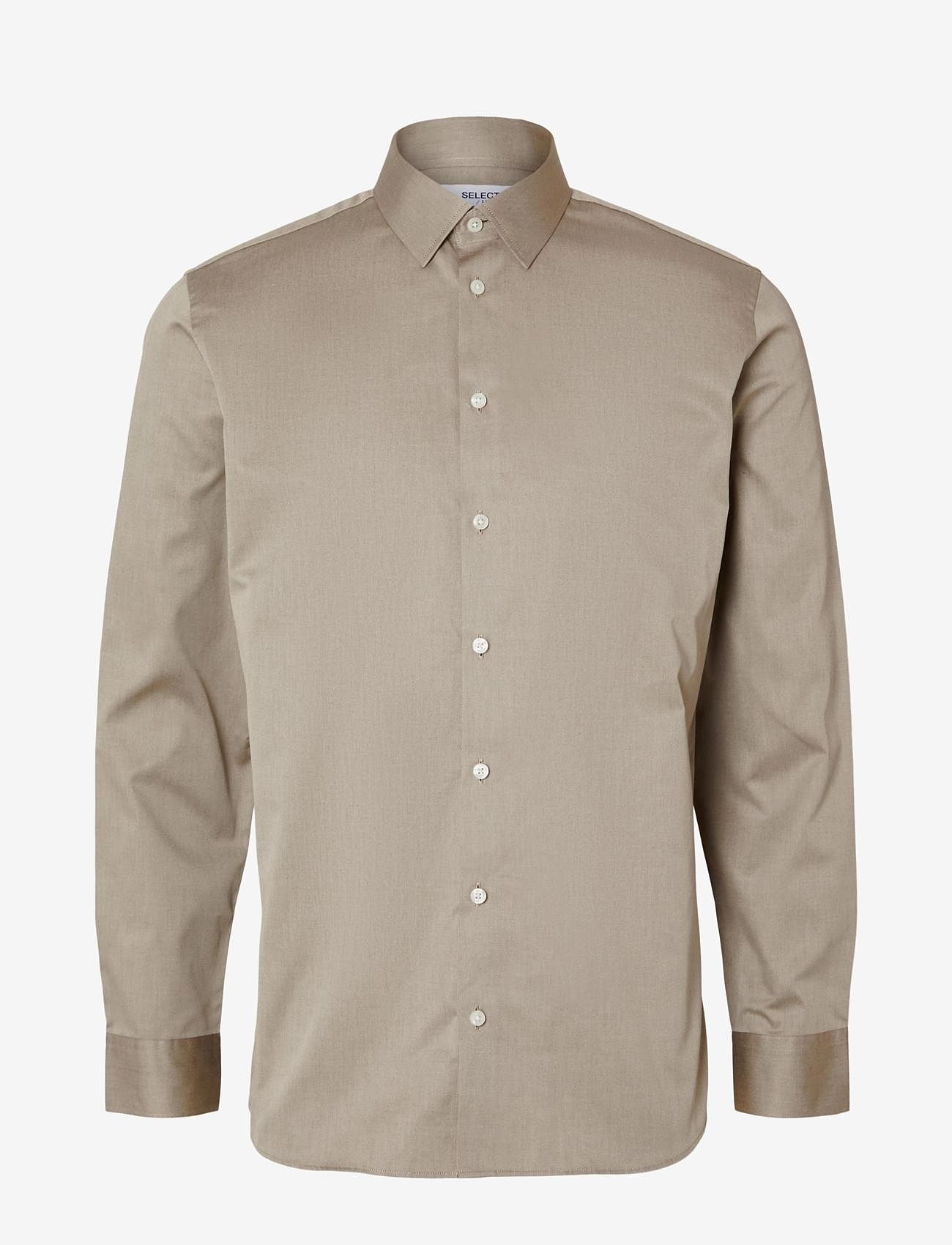 Selected Homme - SLHSLIMETHAN SHIRT LS CLASSIC NOOS - peruskauluspaidat - pure cashmere - 0