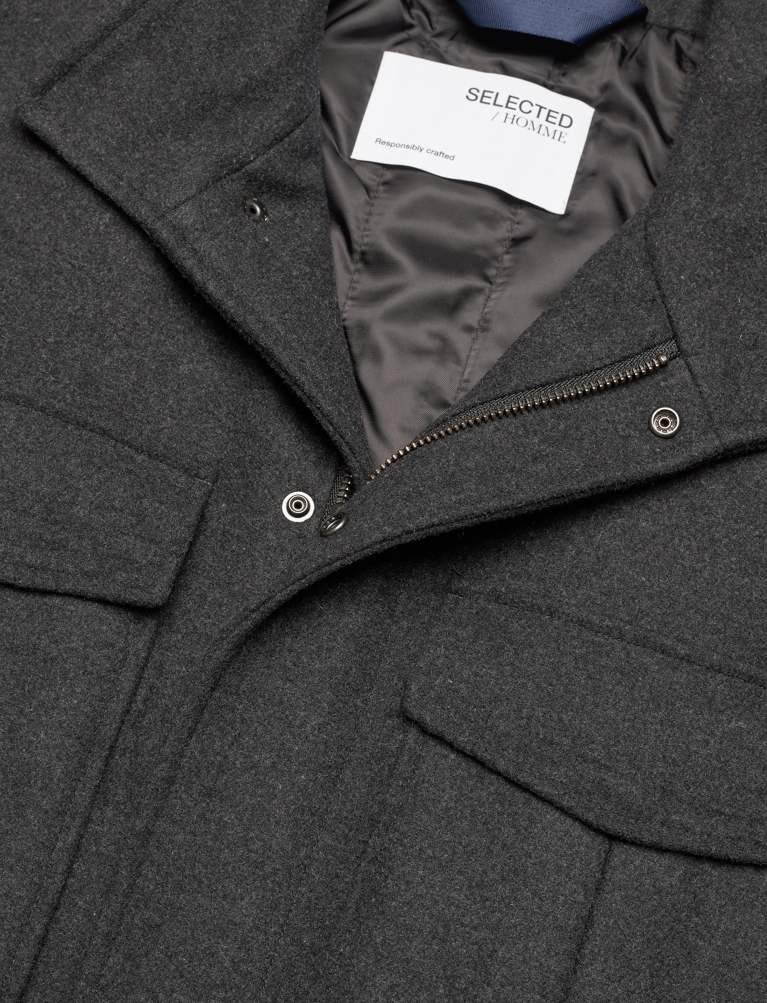 Selected Homme - SLHLEEDS WOOL  FIELD JKT  B - dark grey - 2