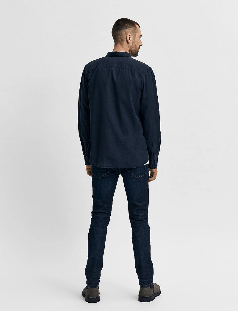 Selected - SLH175-SLIMLEON 6291 DB SUPER JNS NOOS - džinsa bikses ar tievām starām - dark blue denim - 3