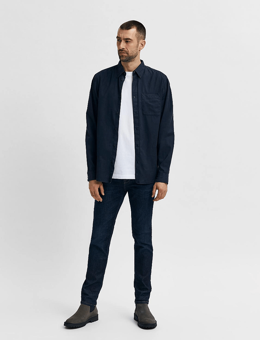 Selected - SLH175-SLIMLEON 6291 DB SUPER JNS NOOS - slim-fit jeans - dark blue denim - 4
