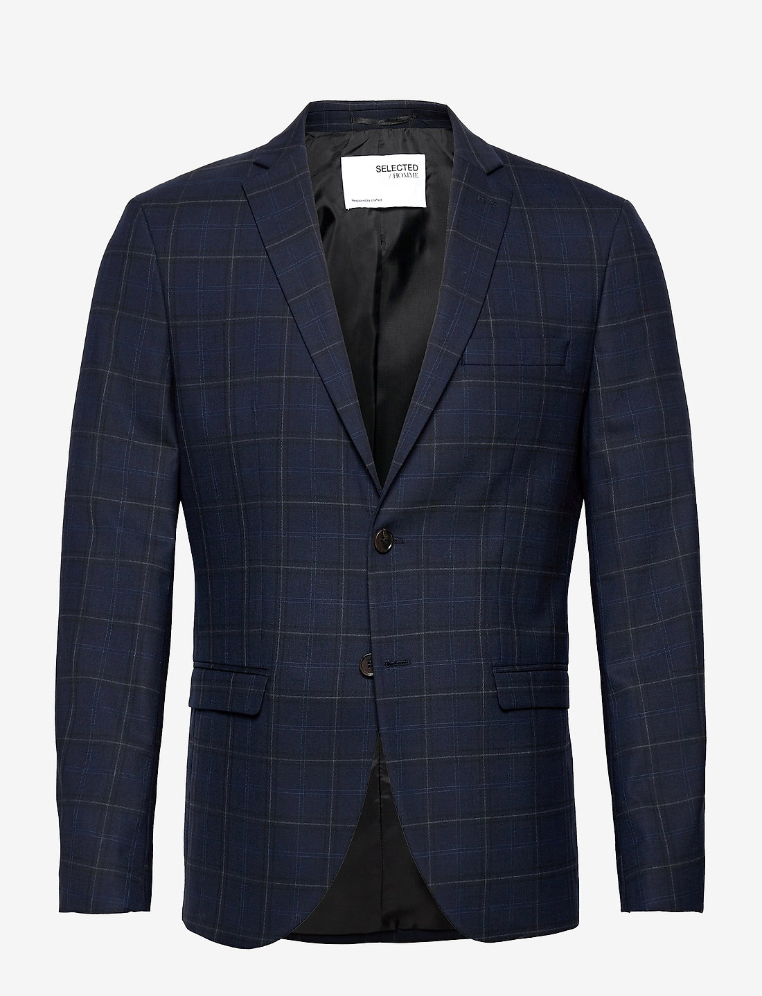 Selected - SLHSLIM-MYLOBILL DKLU GRCHKLZ - single breasted blazers - dark blue - 0