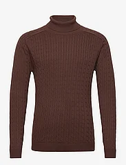 Selected Homme - SLHAIKO LS KNIT CABLE ROLL NECK B - tavalised kudumid - shaved chocolate - 0