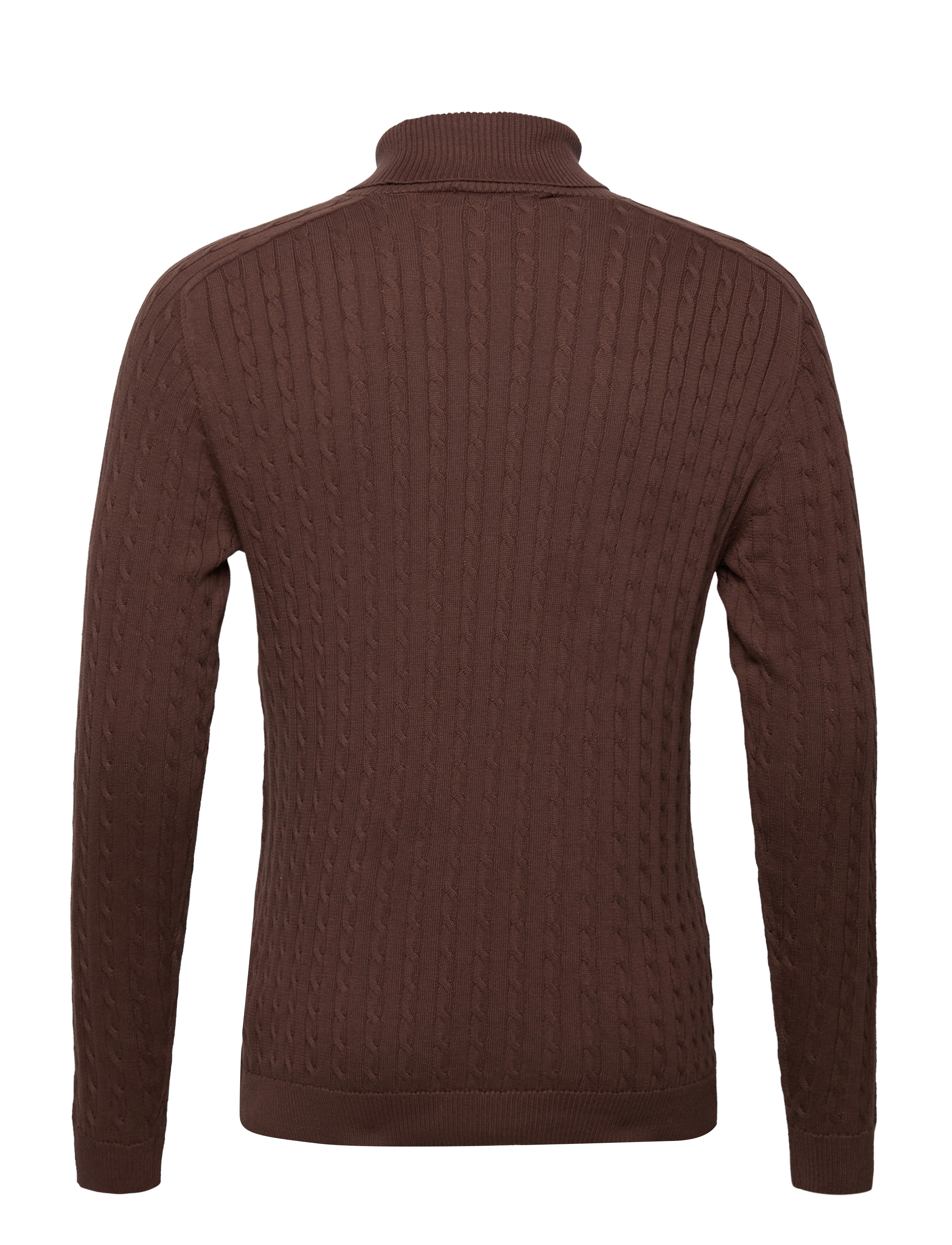 Selected Homme - SLHAIKO LS KNIT CABLE ROLL NECK B - shaved chocolate - 1