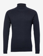 SLHAIKO LS KNIT CABLE ROLL NECK B - SKY CAPTAIN