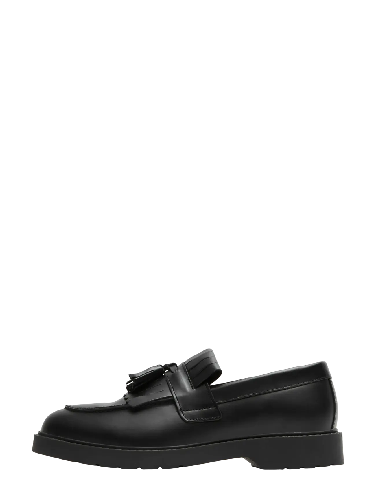 Selected SLHTIM LEATHER KILTIE TASSEL LOAFER - Sommersko - BLACK / black