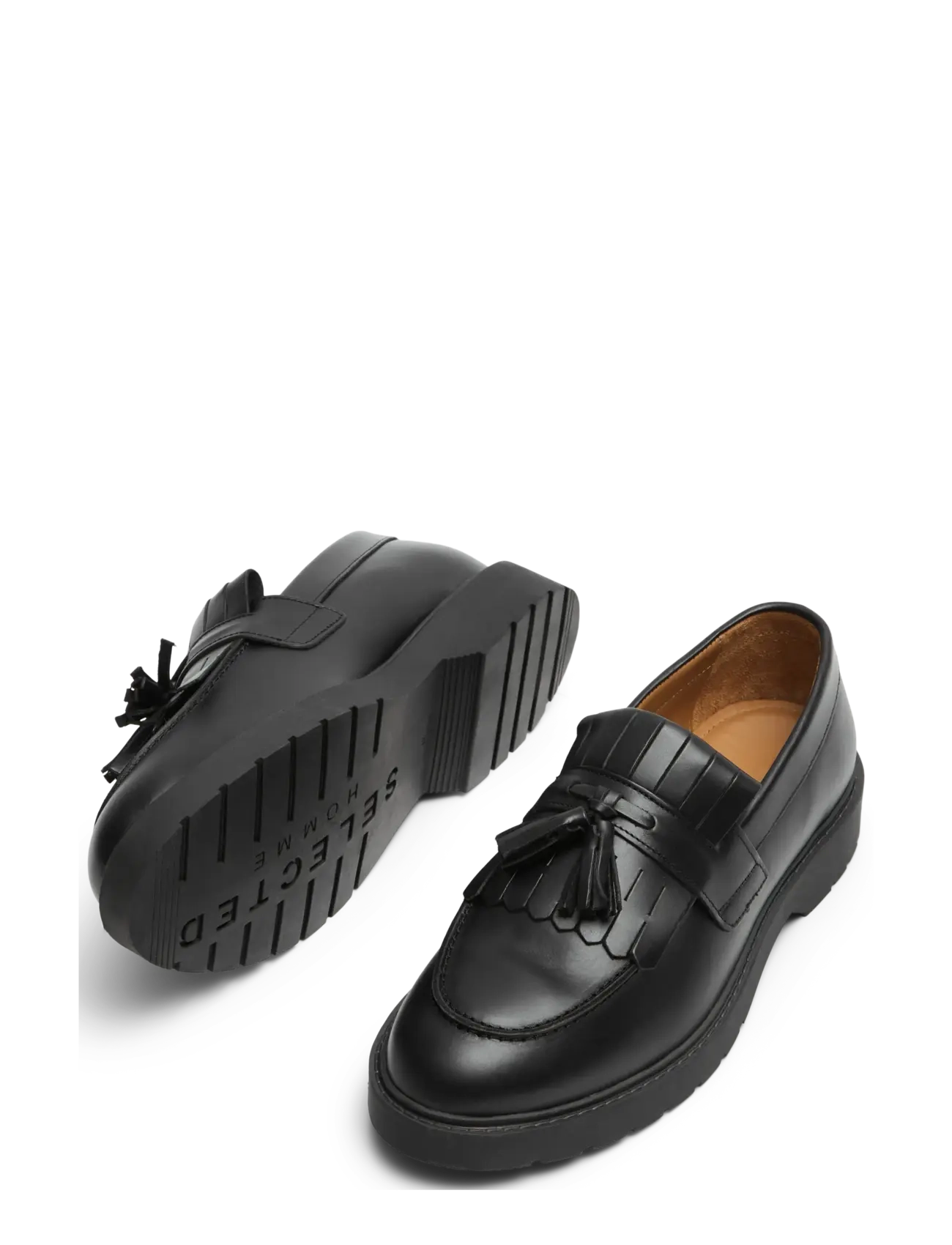 Selected - SLHTIM LEATHER KILTIE LOAFER B - black - 4